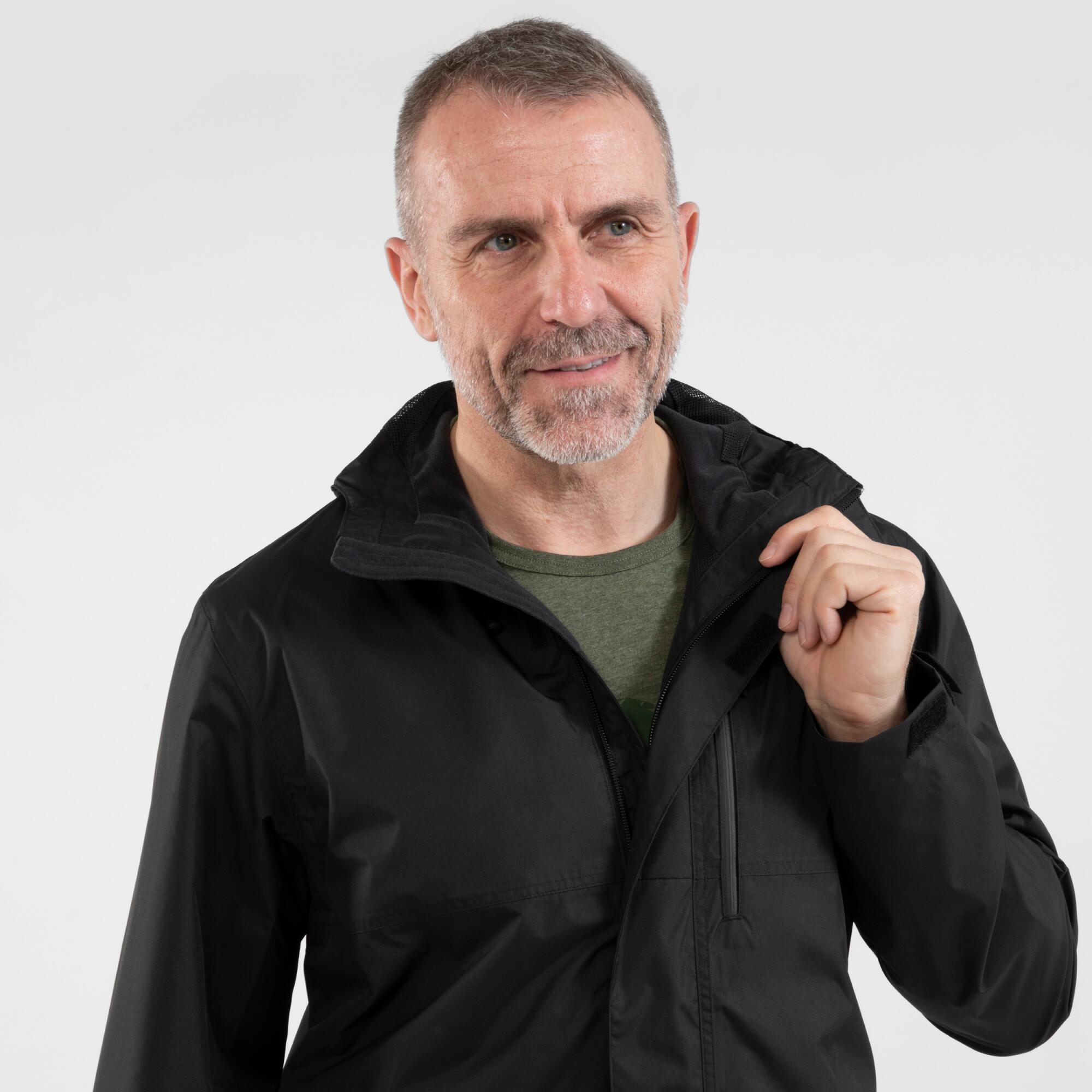 Quechua Men's NH500 Waterproof Rain Jacket - Lightweight Windproof Hiking Jacket for Outdoor Adventures & Travel