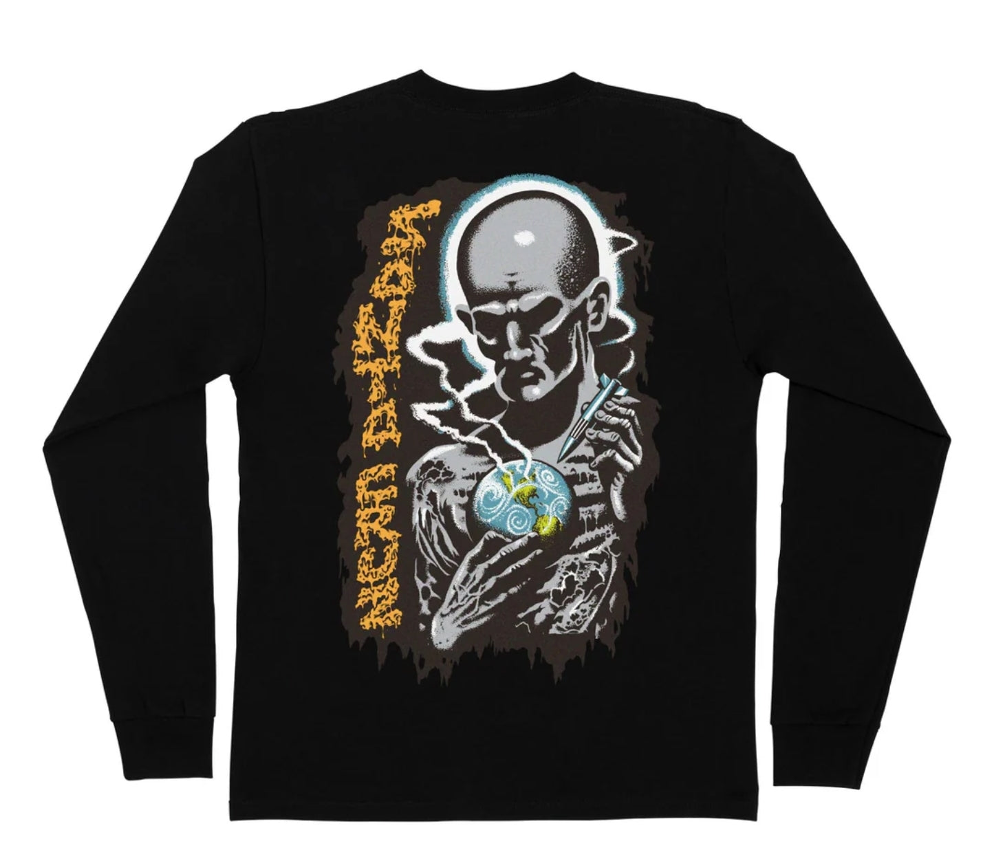 XXL Santa Cruz JEFF KENDALL ATOMIC MAN Long Sleeve T-Shirt - Black | Vintage Skate Style for Men | Perfect for Skateboarding, Concerts & Casual Wear