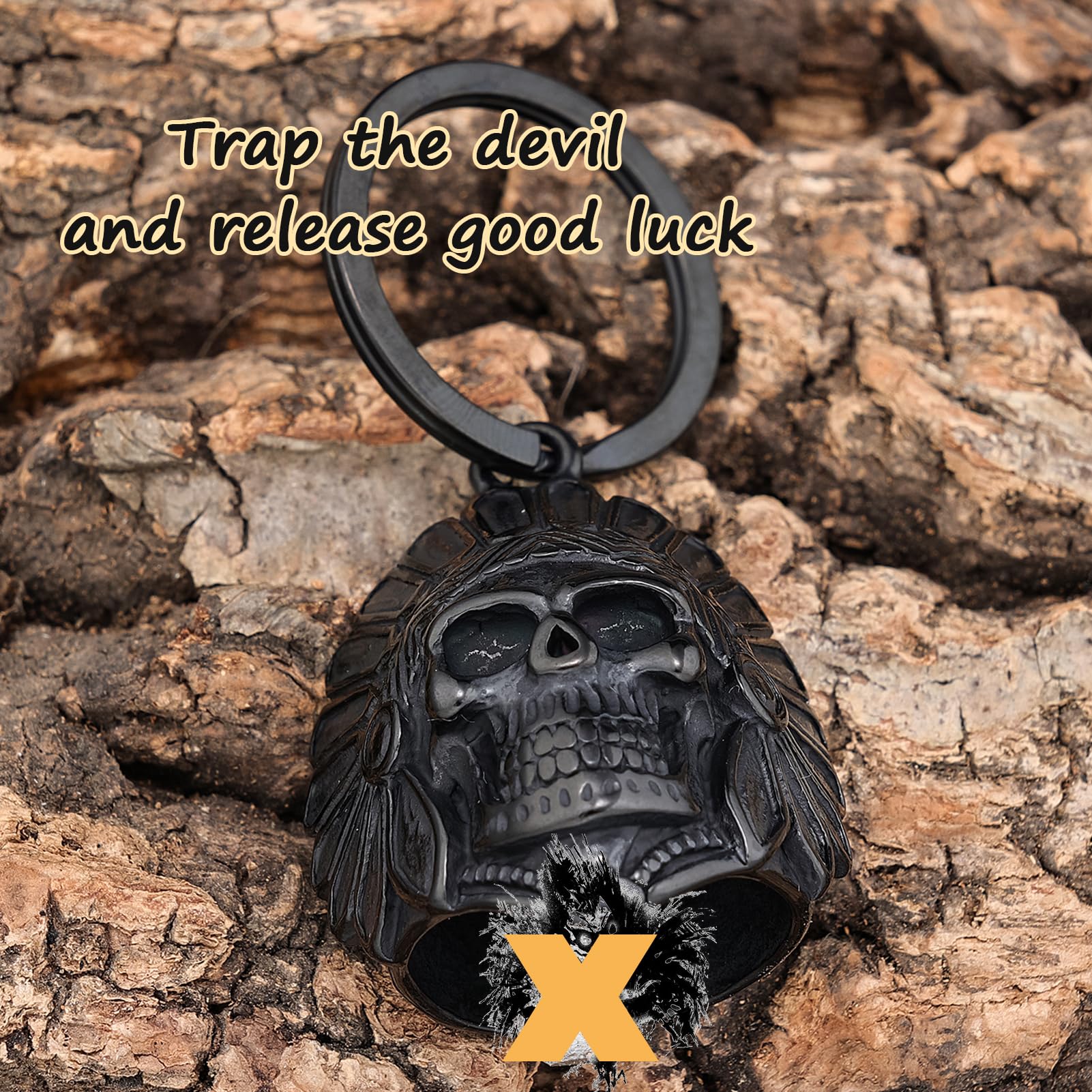 Motorcycle Skull Bell - Protective Biker Keychain for Riders | Durable Motorcycle Accessories for Safety & Style | Perfect for Harley, Cruiser & Chopper Bikes