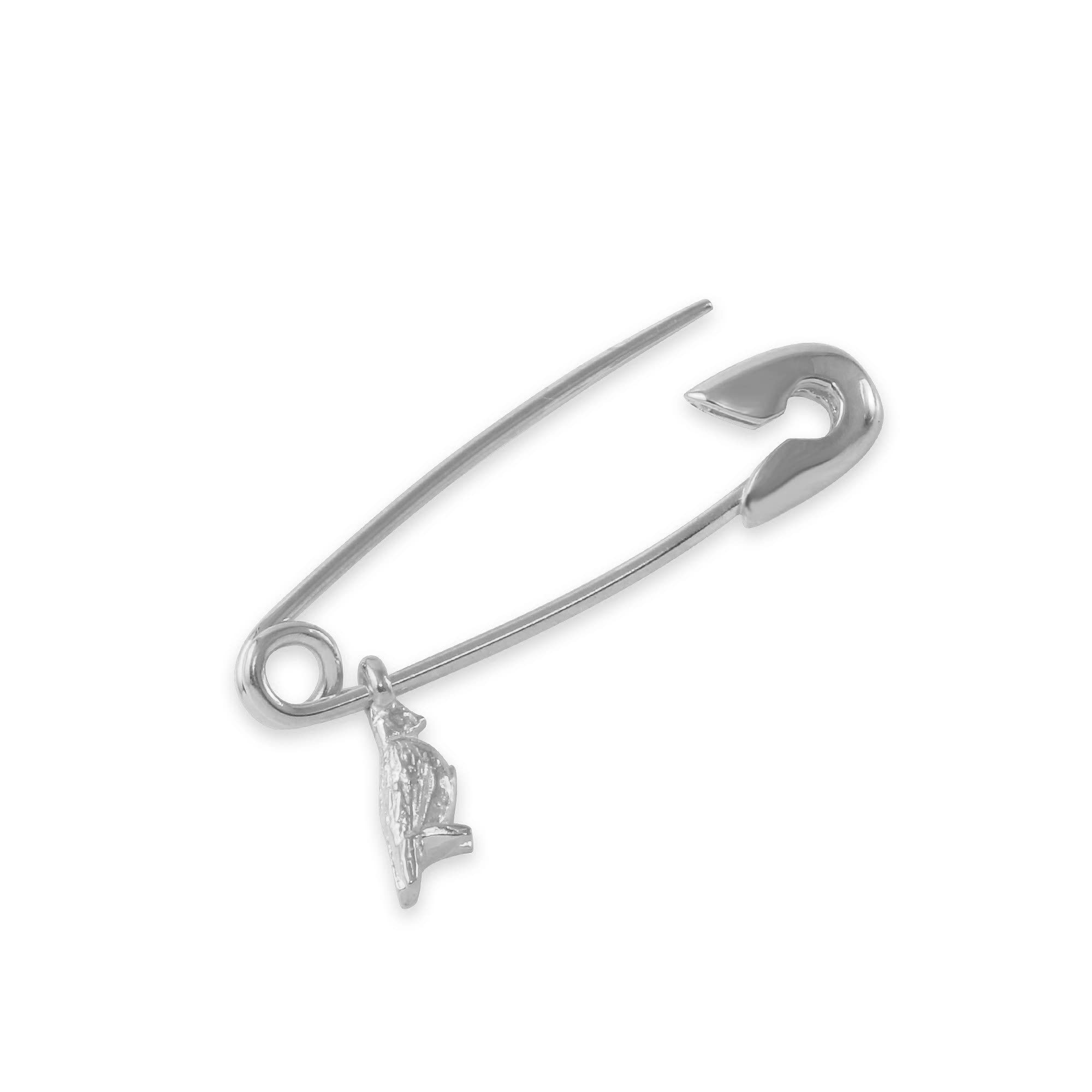 Monte Christo Safety Pin Charm Earring - Sterling Silver Single Hoop Earring for Women | Unique Jewelry Gift | Made in USA | Perfect for Casual Wear, Parties & Gifting
