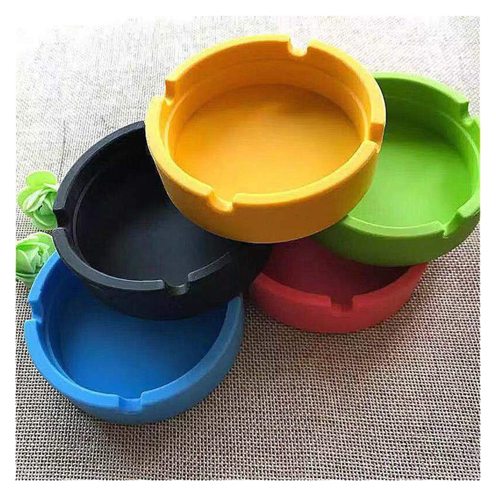 Heat-Resistant Silicone Ashtray - Soft Round Cigarette Holder & Ash Tray Plate (Blue) for Indoor/Outdoor Smoking Areas, Patio, and Travel Use