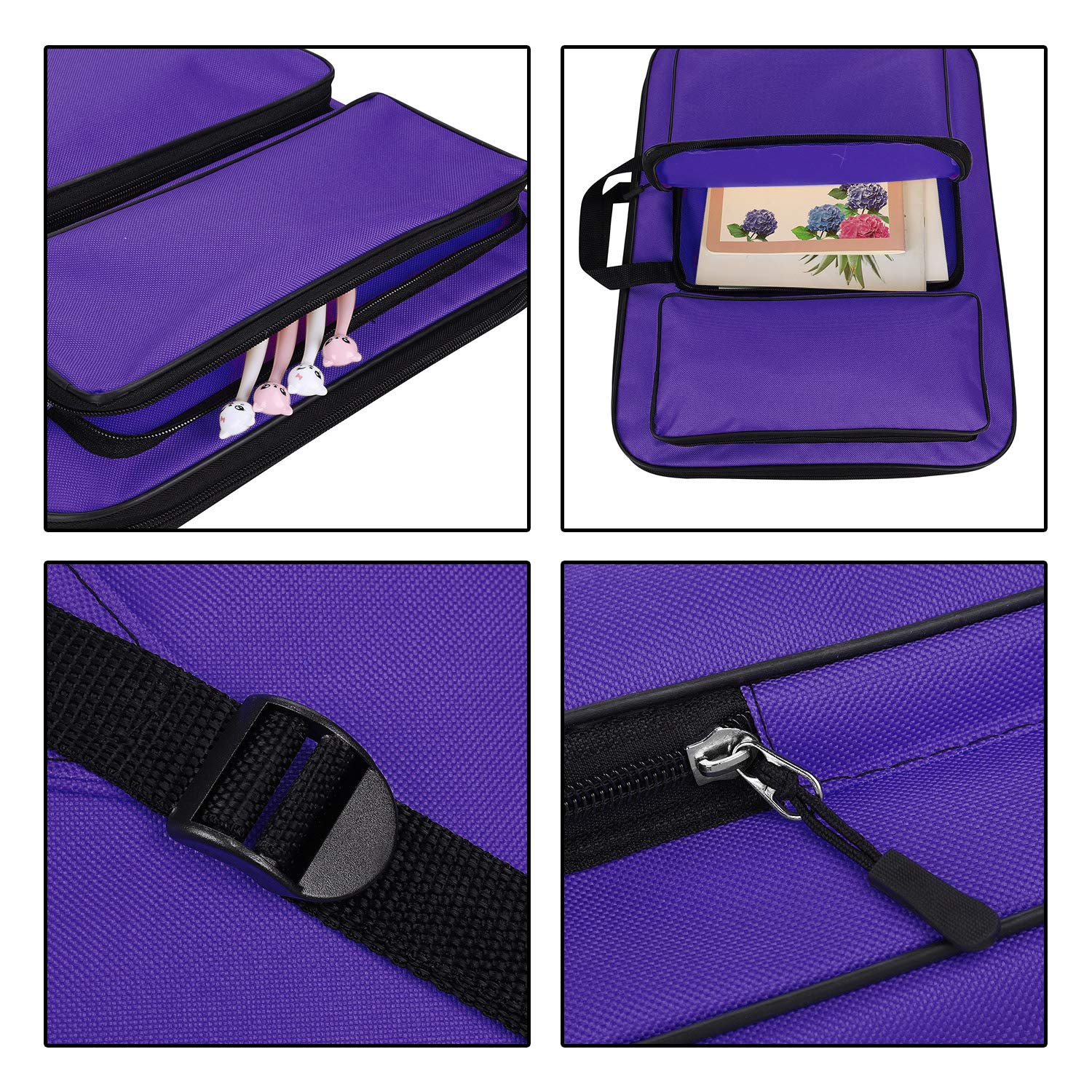 A3 Art Portfolio Carry Case - Adjustable Waterproof Artist Tote Bag with Zipper, Portable Drawing Board Storage for Sketching, Painting & School Projects - Perfect for Artists, Students & Professionals