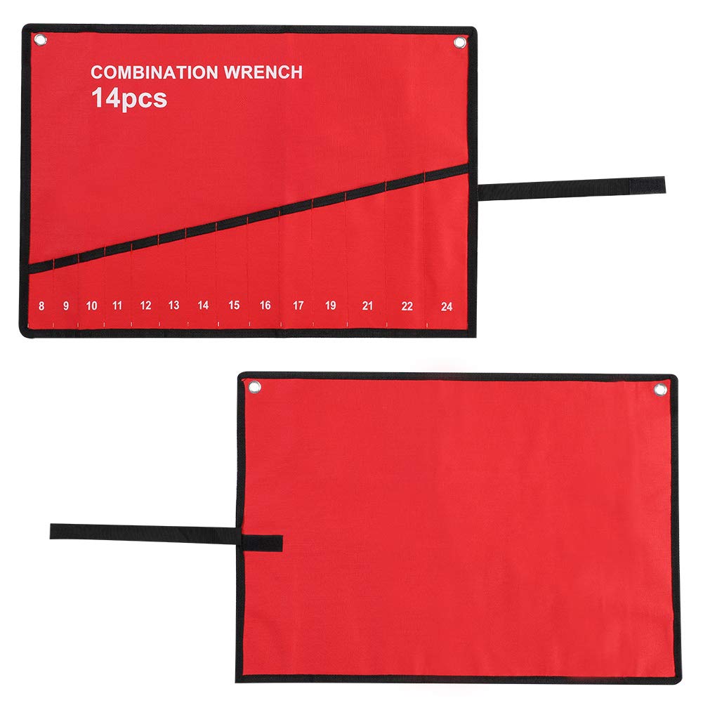 Red Roll Up Tools Bag - Compact Lightweight 25-Pocket Storage Organizer for Spanners, Pliers & Wrenches | Perfect for Electricians, Mechanics & DIY Home Repairs