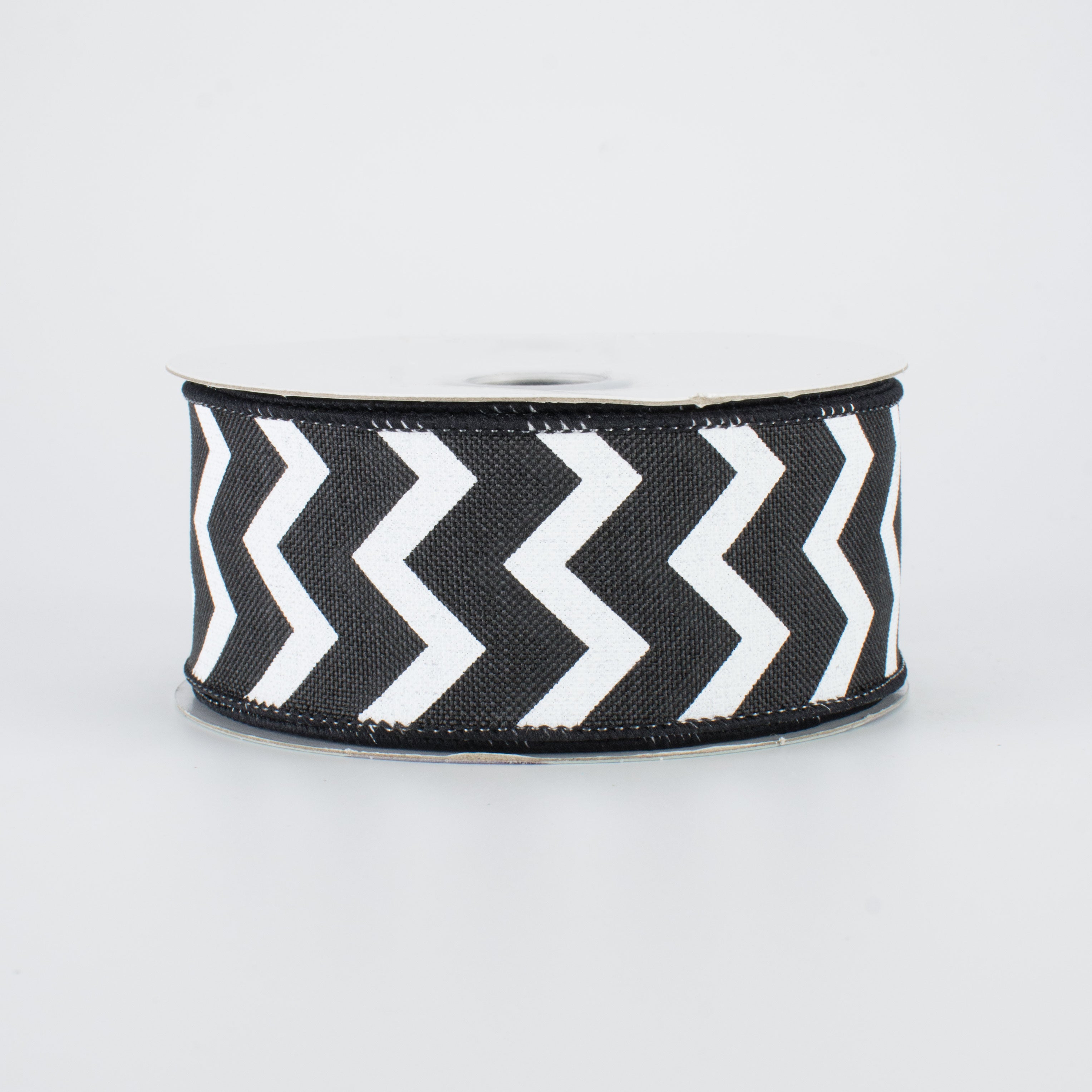 1.5 Inch Black and White Chevron Canvas Ribbon - 10 Yards Bulk Roll for Gift Wrapping, DIY Crafts, Party Decorations and Hair Bows