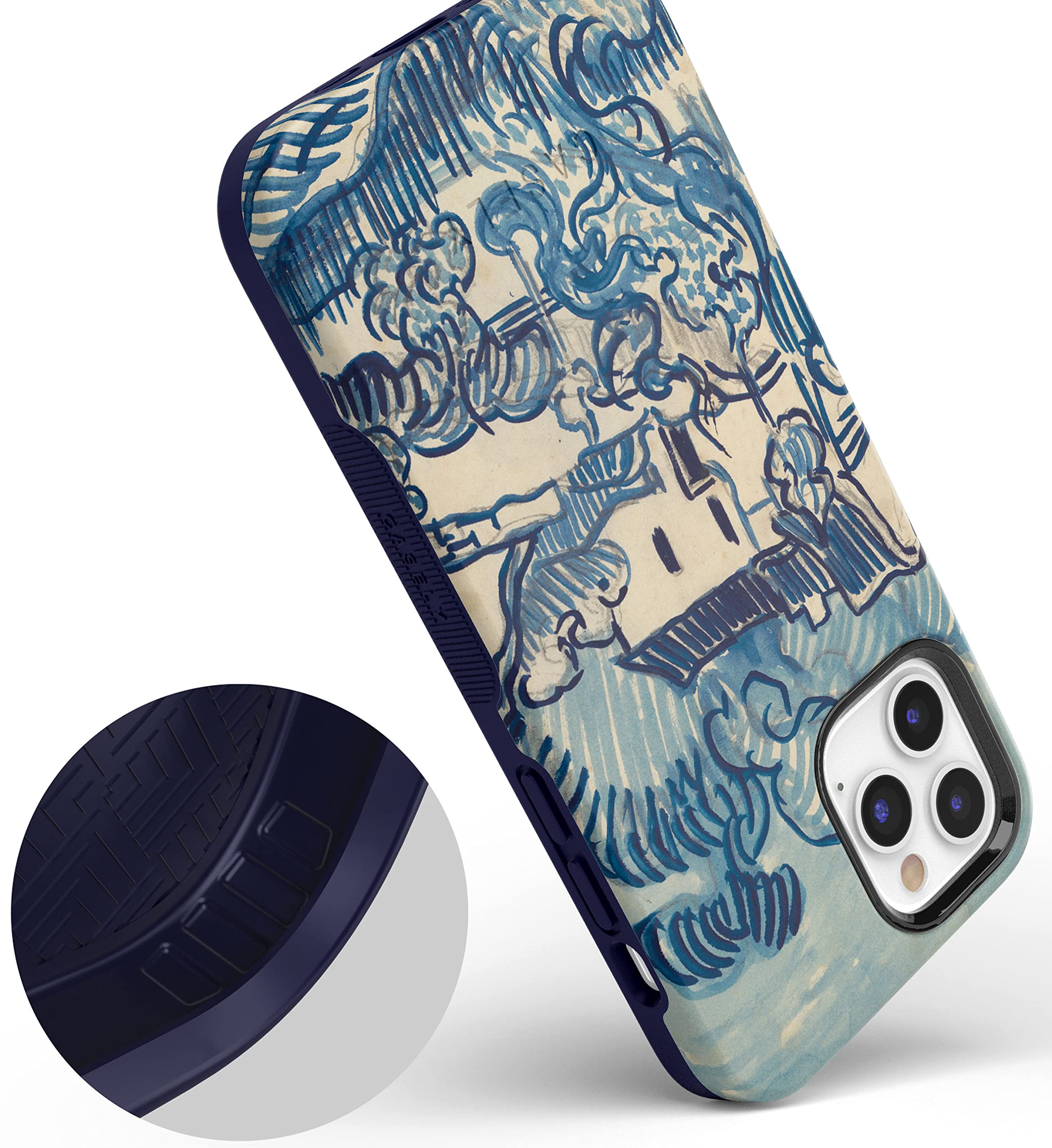 Van Gogh Landscape with Houses iPhone 12/12 Pro Case - Shockproof Protective Phone Cover with MagSafe Compatibility | Artistic Painting Design for Daily Use, Travel & Gift Giving