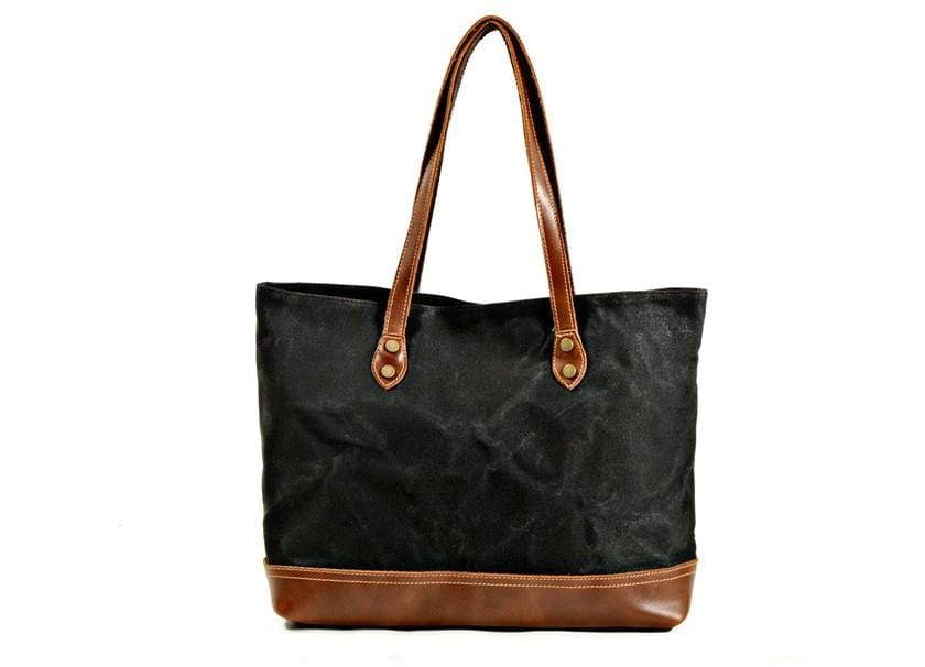 Stylish Canvas & Leather Tote Bag for Women - Fashionable Shoulder Handbag - Perfect for Work, Travel, and Everyday Use