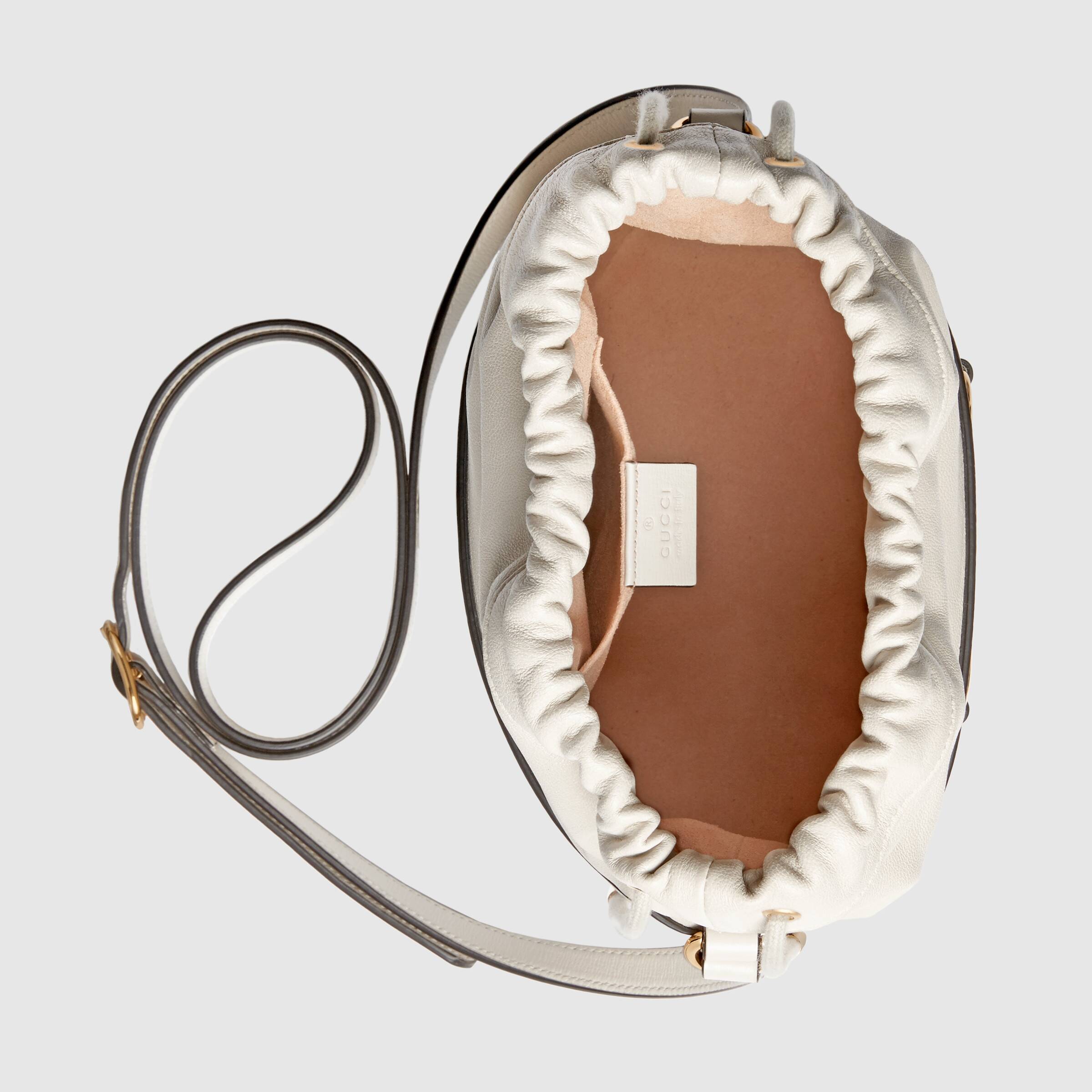 Gucci 1955 Horsebit Bucket Bag in White | Luxury Designer Handbag for Women | Perfect for Everyday Use, Work & Special Occasions