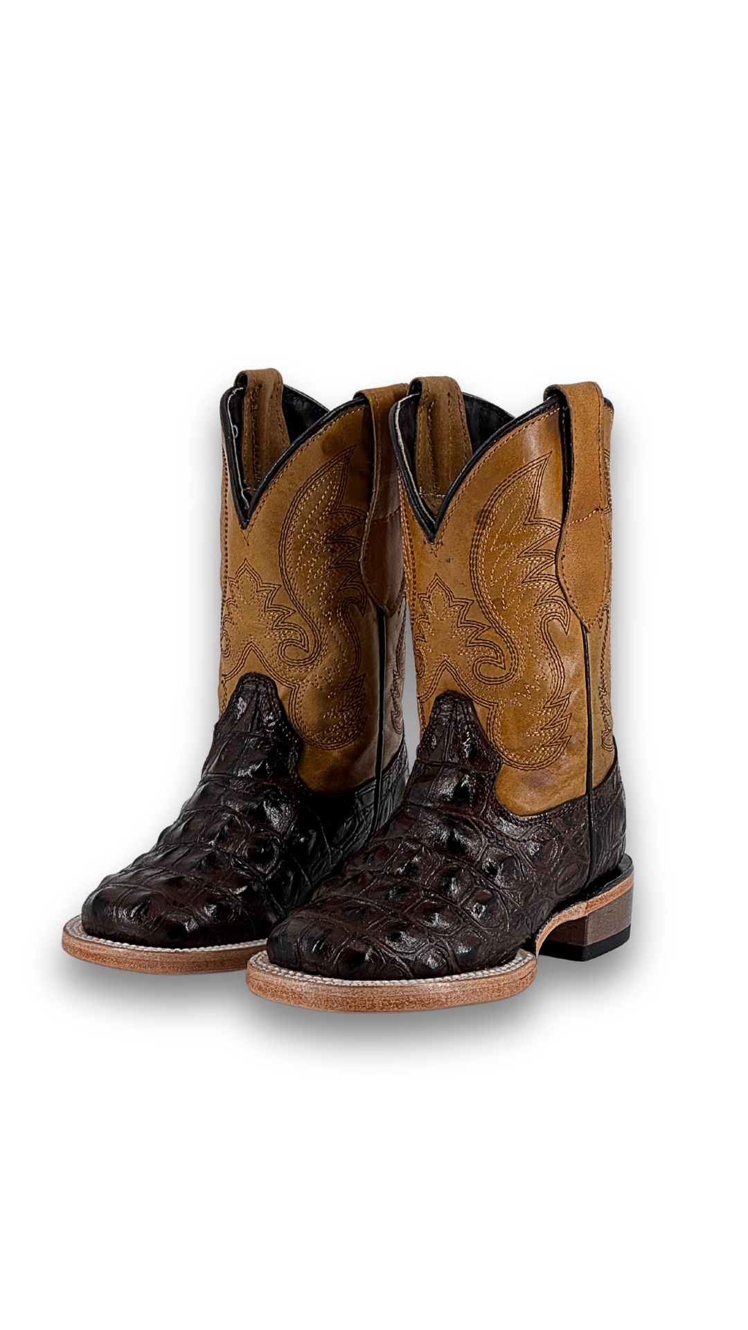 Little Kids Caiman Hornback Pro Rodeo Boots - Western Style Cowboy Boots for Boys & Girls | Perfect for Rodeo, Horse Riding & Country Fashion