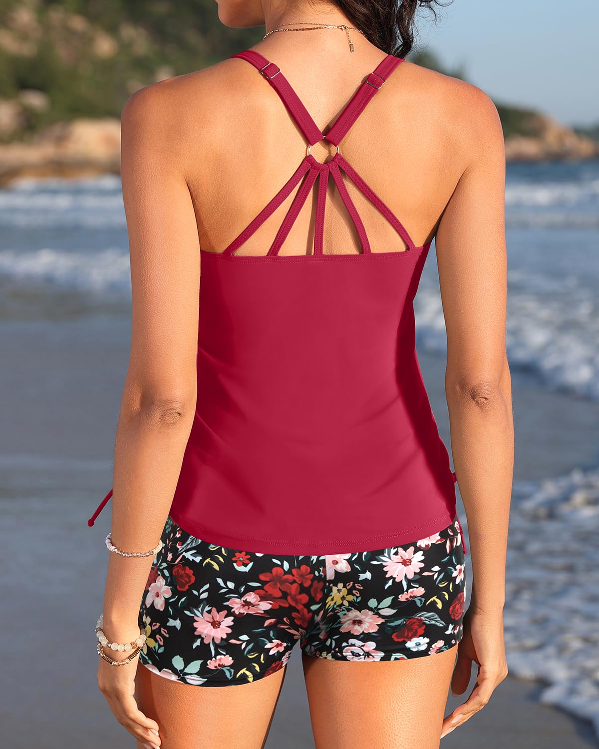Yonique Women's Tankini Swimsuits with Shorts - Tummy Control for Sports & Beach