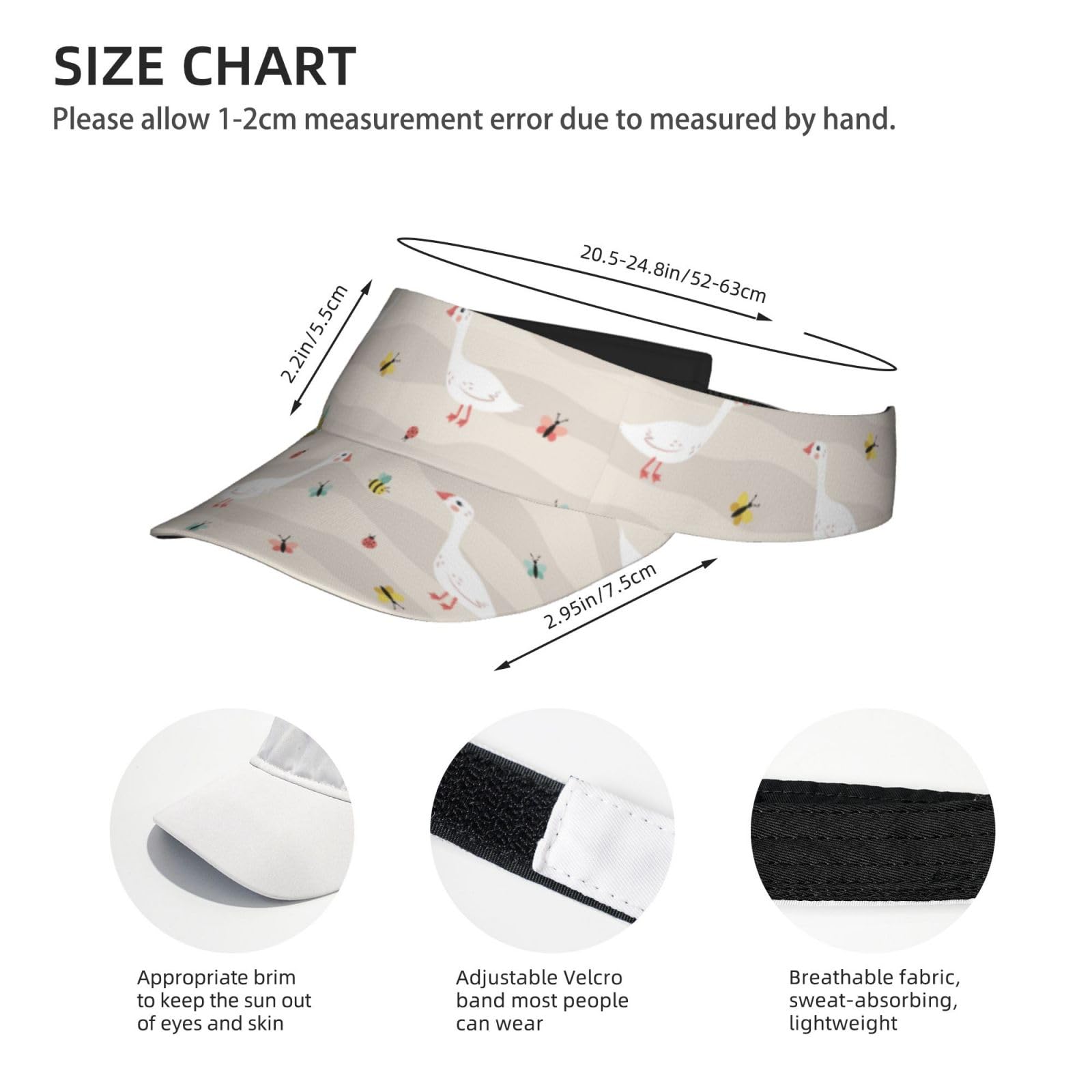 Pevtufa Geese & Floral Print Sun Visor Hat for Women & Men - UV Protection Sport Visor for Tennis, Golf, Running & Outdoor Activities