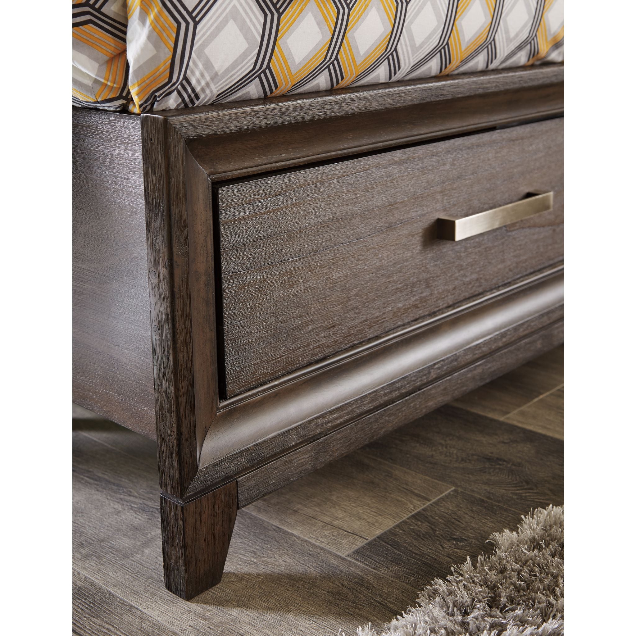 Brueban 3-Piece King Size Storage Bed Frame with Underbed Drawers, Gray - Perfect for Master Bedroom Organization and Small Space Saving