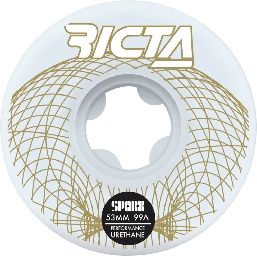 Ricta Wireframe Sparx 99a Skateboard Wheels - White - High-Performance Wheels for Street Skating & Park Tricks