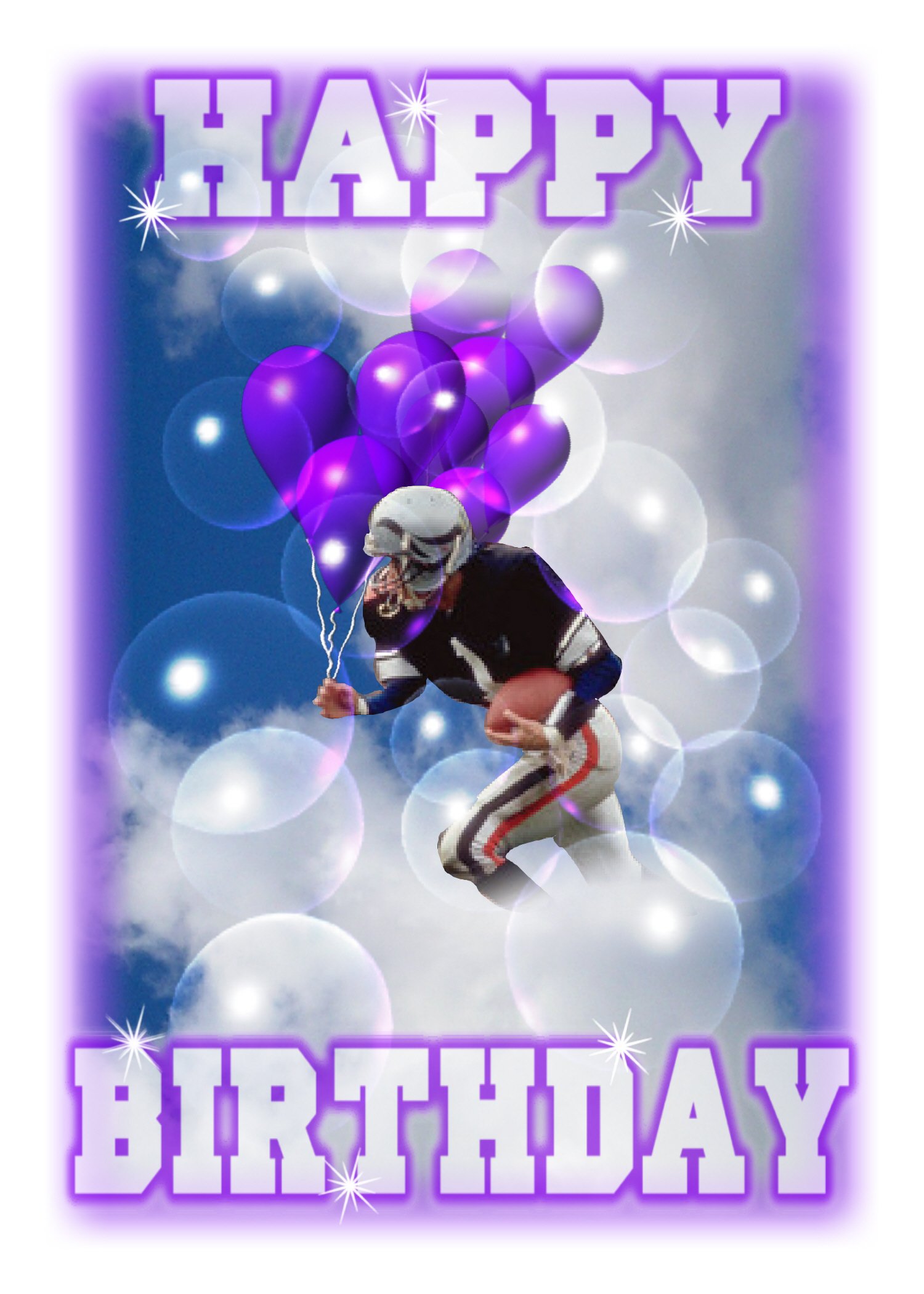 Happy Birthday Balloons - Football Player Themed Bubbles with Greeting Card Message | Perfect for Sports Fan Parties & Birthday Decorations
