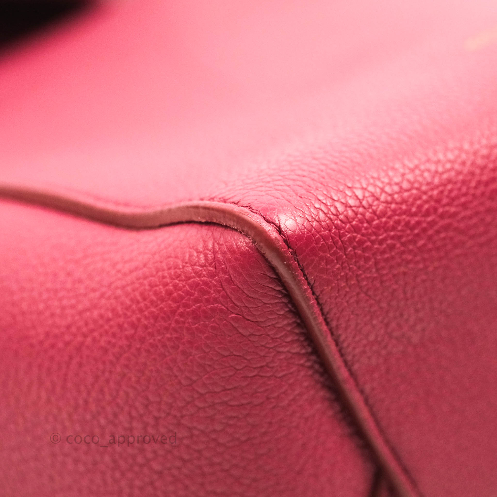 Celine Sangle Bucket Bag in Dark Pink Grained Calfskin with Gold Hardware - Stylish Women's Shoulder Bag for Work, Travel & Everyday Use