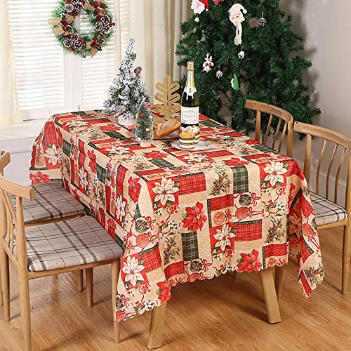 Waterproof Christmas Tablecloth - Holiday Decor Polyester for Dining & Party