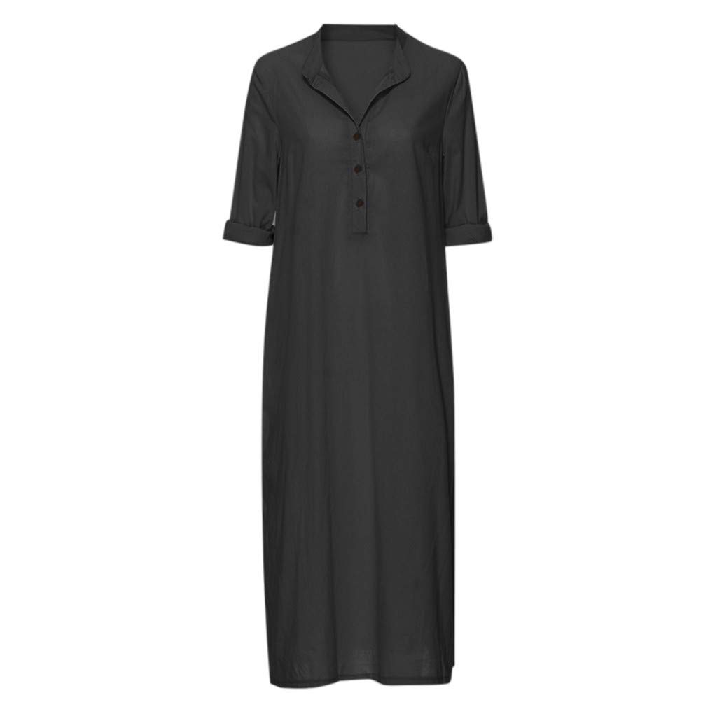 Trendy 2024 Women's Fall Long Sleeve Maxi Dresses - Solid Color Casual Shirt Dress with Pockets | Perfect for Autumn Outfits, Office Wear & Weekend Brunch