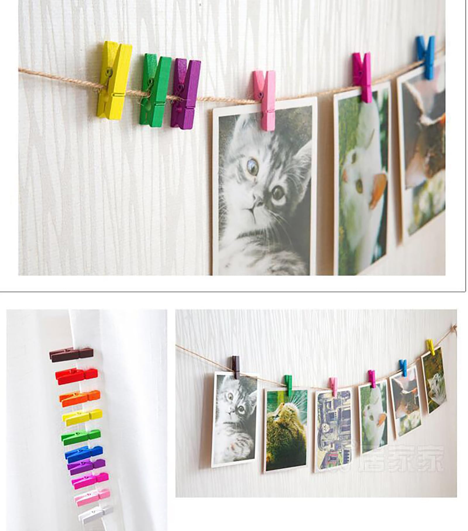 Mini Wooden Clothes Pins 100pcs - 1 Inch (2.5cm) Small Multicolor Wooden Chip Clips for Laundry, Photos, Crafts & Home Organization - Perfect for Hanging Clothes, Displaying Artwork & DIY Projects