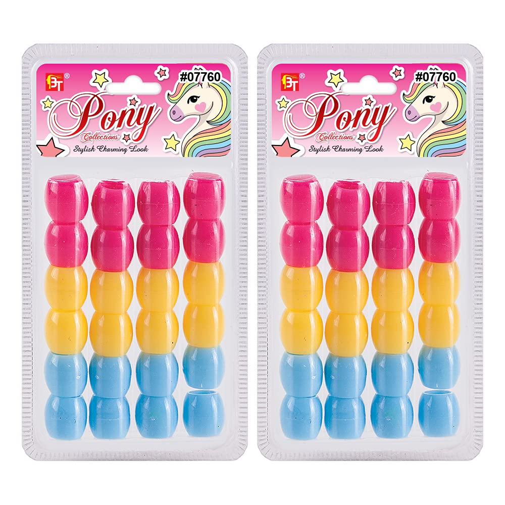 48-Piece DIY Beads Kit for Jewelry & Hair Bracelets - Pink/Yellow/Blue - Crafting Fun for Kids & Teens