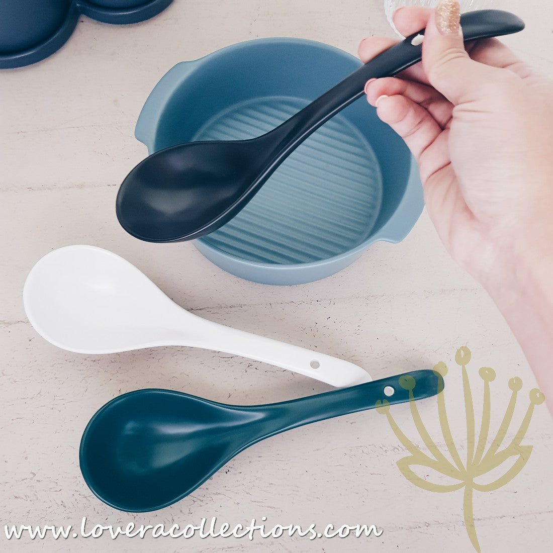 Premium Kalours Rice Scoops, Soup Spoons & Soup Ladles Set - 3-Piece Stainless Steel Kitchen Utensils for Serving, Cooking & Meal Prep - Perfect for Restaurants, Catering & Home Dining