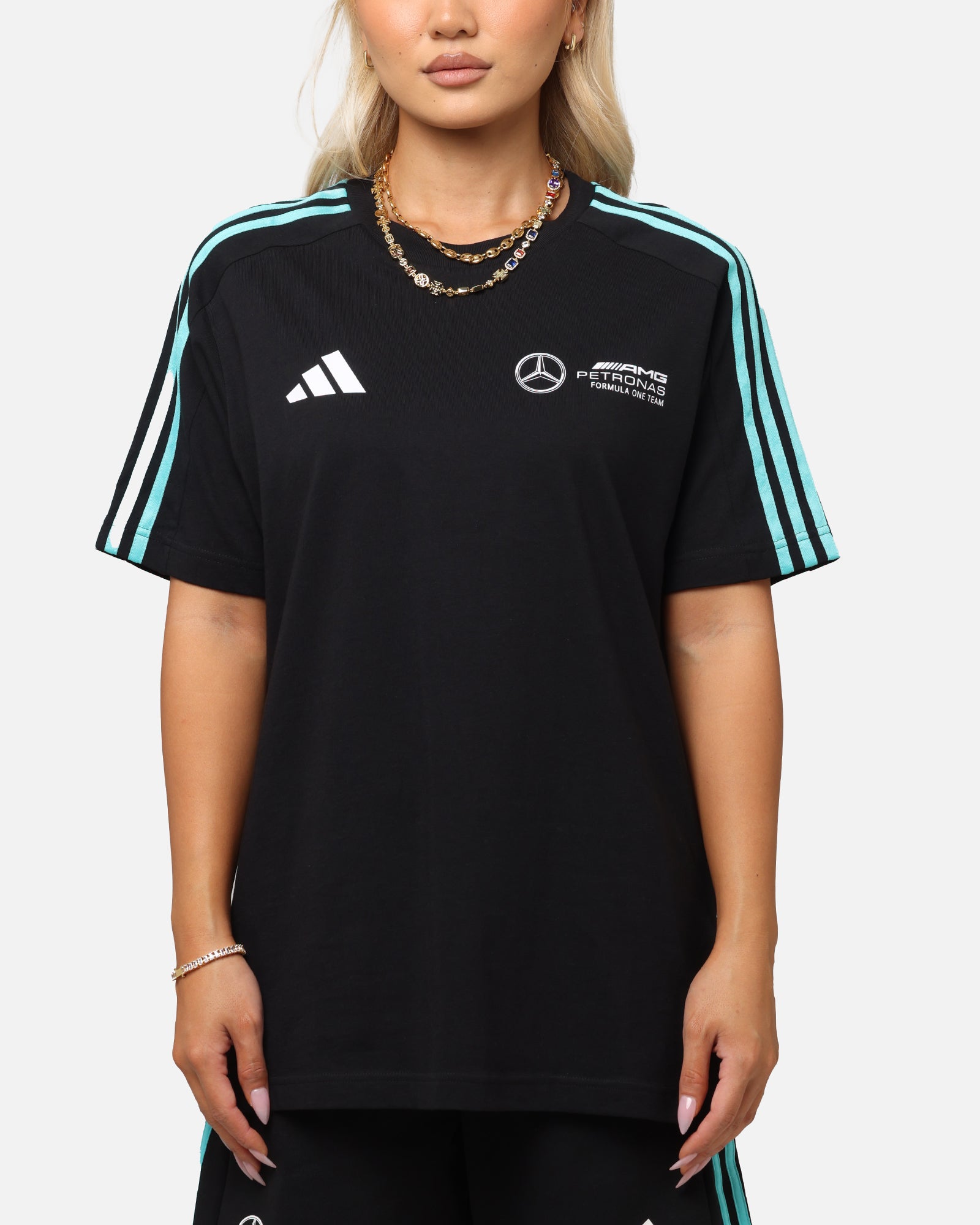 Adidas x Mercedes AMG Petronas Formula One F1 DNA T-Shirt - Black/White - Men's Sports Tee for Racing Fans & Casual Wear