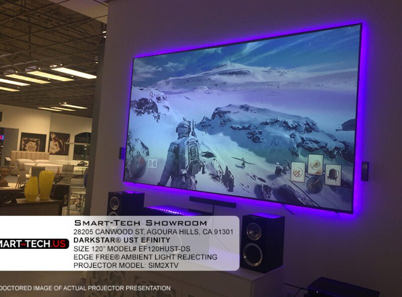 EPV Dark Star UST Edge Free eFinity Projector Screen - 4K Ultra Short Throw Projection Screen for Home Theater & Outdoor Movies - Perfect for Living Rooms, Gaming & Backyard Entertainment