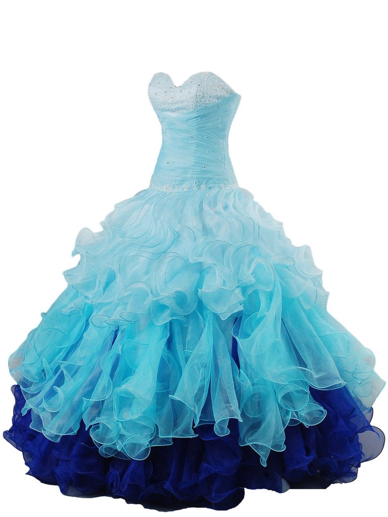 Elegant Women's Ball Gown - Sweetheart Neckline Rainbow Beaded Ruffle Quinceanera Dress for Prom, Wedding & Special Occasions