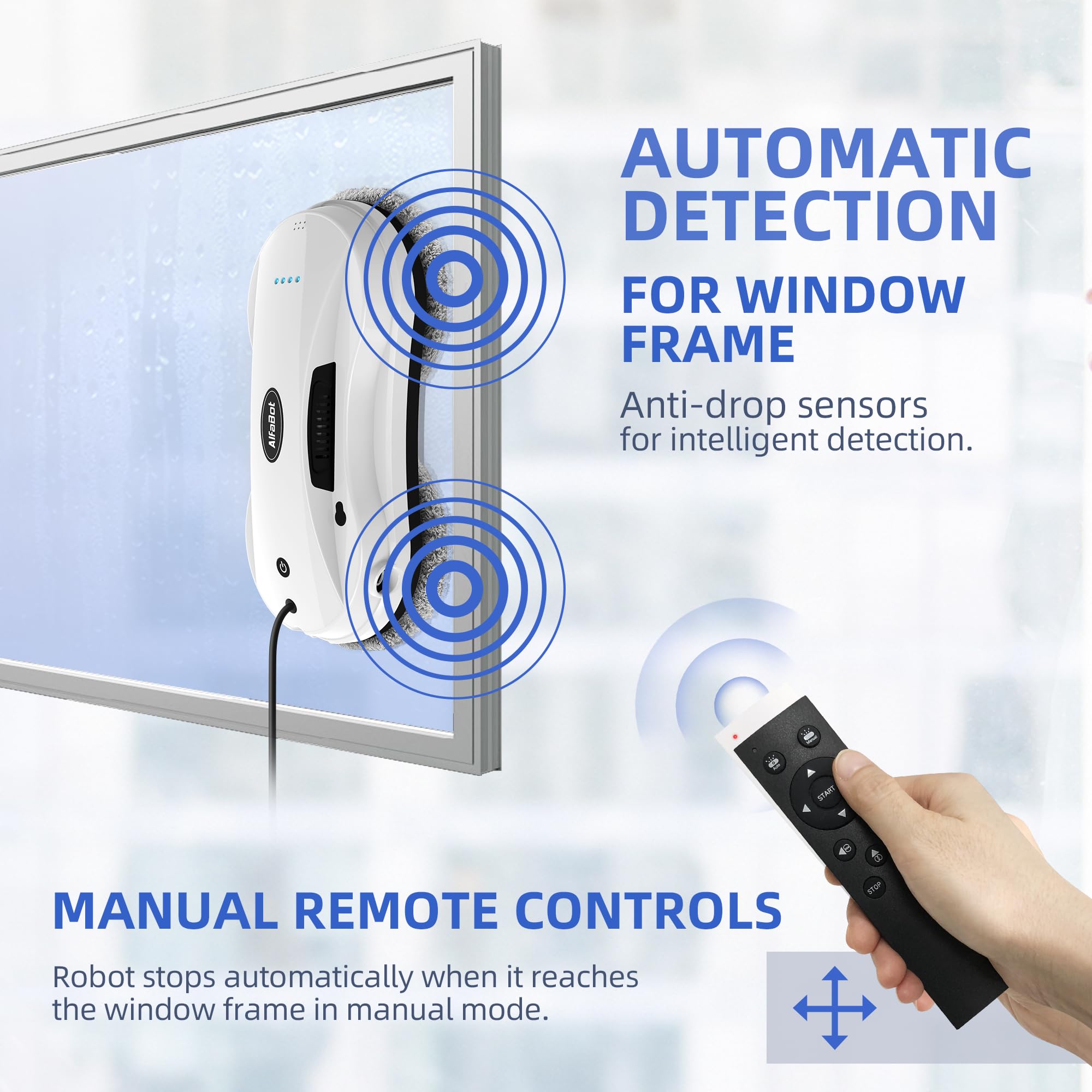 AlfaBot X7 Smart Window Cleaning Robot with Dual Water Spray & 50ml Tank - Automatic Glass Cleaner for Highrise Windows (Indoor/Outdoor Use) - Perfect for Homes, Offices & Skyscraper Maintenance