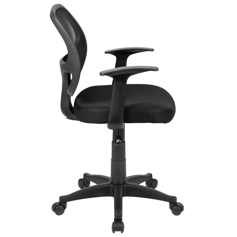 FLASH Mallard Mid Back Black Mesh Swivel Ergonomic Office Chair with Adjustable T-Arms - BIFMA Certified Task Chair for Home & Office Workspace - Perfect for Long Hours of Computer Work, Gaming, and Study Sessions