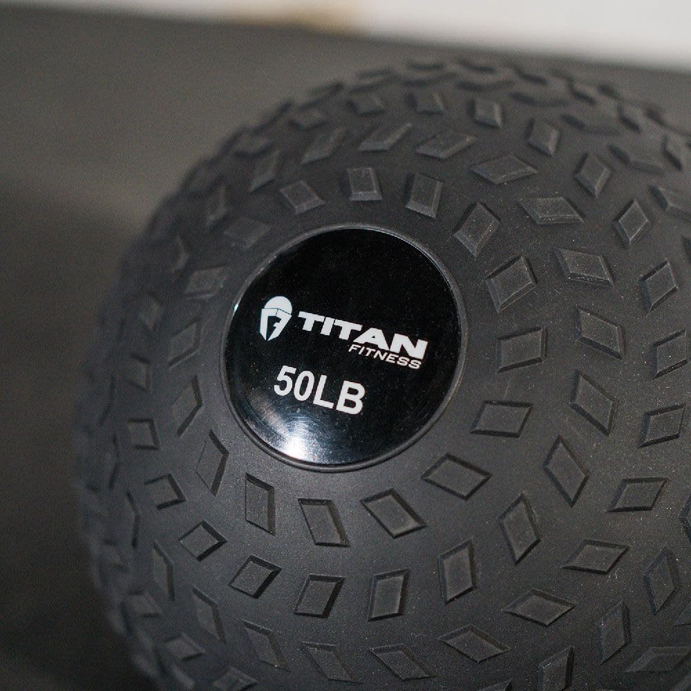 Titan Fitness Rubber Tread Slam Ball - Dead Bounce Weighted Exercise Ball for Strength Training, CrossFit & Functional Fitness - Perfect for Throwing, Catching, Slamming & Twisting Workouts - Home Gym & Outdoor Training Equipment