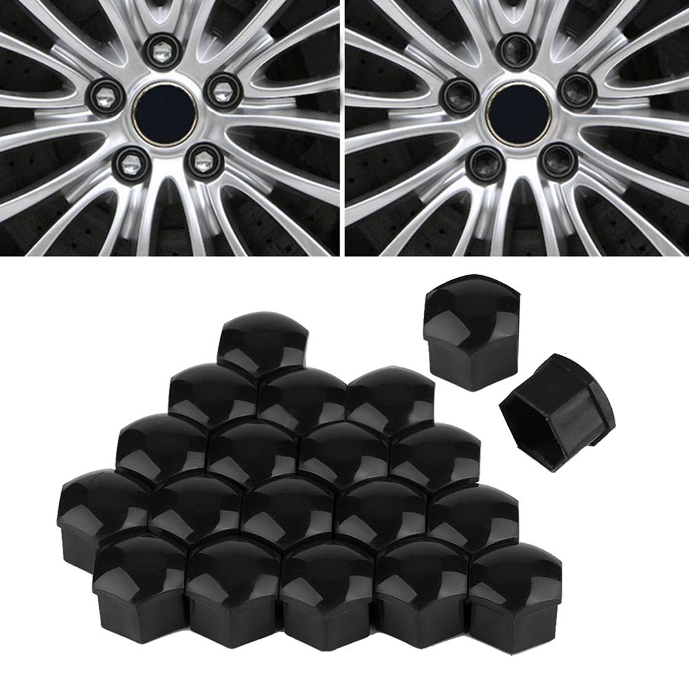 Acouto 20PCS 21mm Black Car Wheel Hub Nut Cover Screw Anti-Theft Caps - Universal Fit for Most Vehicles, Durable ABS Plastic, Easy Installation - Perfect for Car Detailing, Wheel Protection & Theft Prevention
