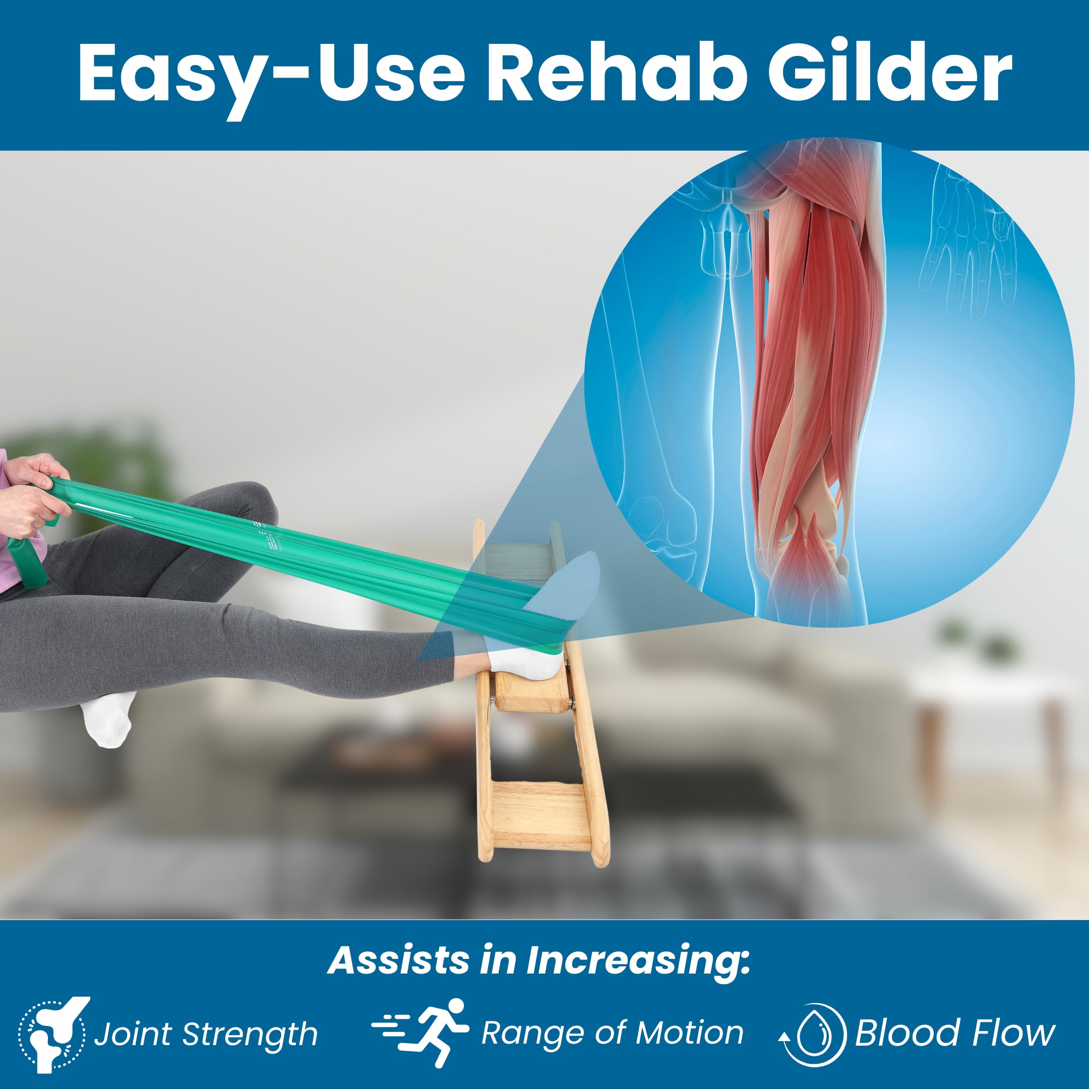 BIOS Living Knee and Hip Rehab Glider - Post-Surgery Recovery & Sports Injury Therapy - Lightweight Oak Wood Design for Improved Blood Circulation & Mobility - Perfect for Home Physical Therapy & Athletic Training