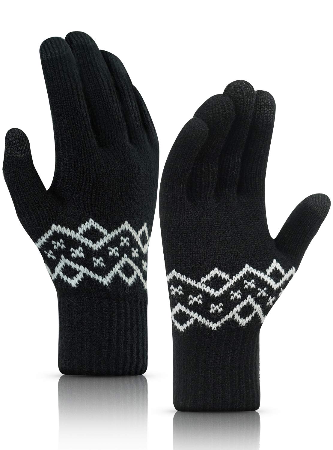 Trendoux Winter Gloves for Women & Men - Thick Knit Touchscreen Gloves Warm to -20°F - Running, Skiing, Hiking & Outdoor Activities