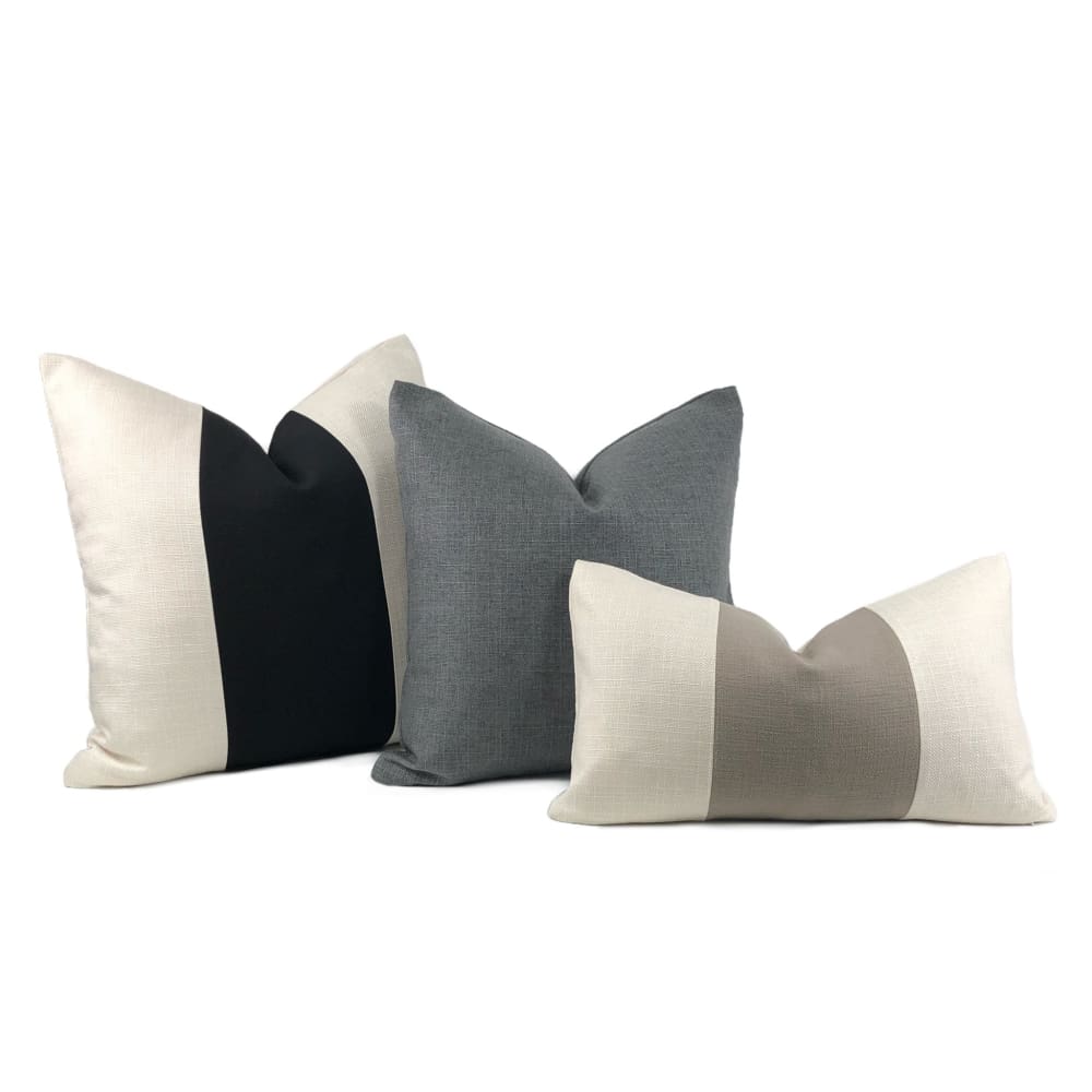 Premium Hudson Black & Creamy White Wide Panel Stripe Pillow Cover - Soft Decorative Throw Pillow Case for Sofa, Bed, Couch & Home Decor
