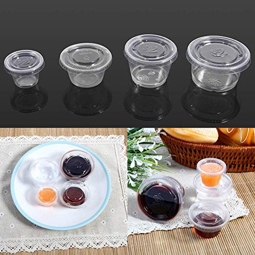 50Pcs Clear Plastic Sauce Cups with Lids - 4oz Souffle Cups for Food Storage, Takeaway, Chutney & Hot Sauces - Perfect for Restaurants, Catering & Home Meal Prep