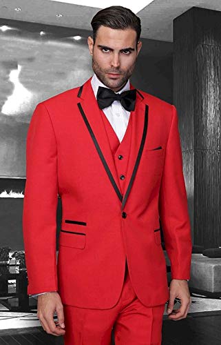 Classic 3-Piece Men's Red Slim Fit Tuxedo Suit for Wedding Groom & Groomsmen - Perfect for Formal Events, Proms & Special Occasions