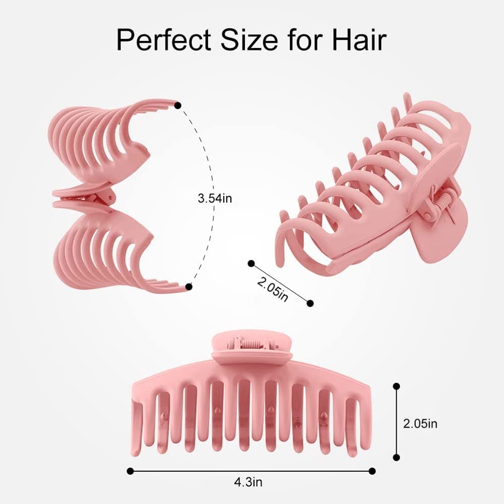 8 Pack Matte Non-Slip Strong Hold Banana Square Hair Claw Clips for Women - Large Hair Clips for Thick, Thin & Fine Long Hair - Perfect for Work, Gym, Travel & Everyday Styling