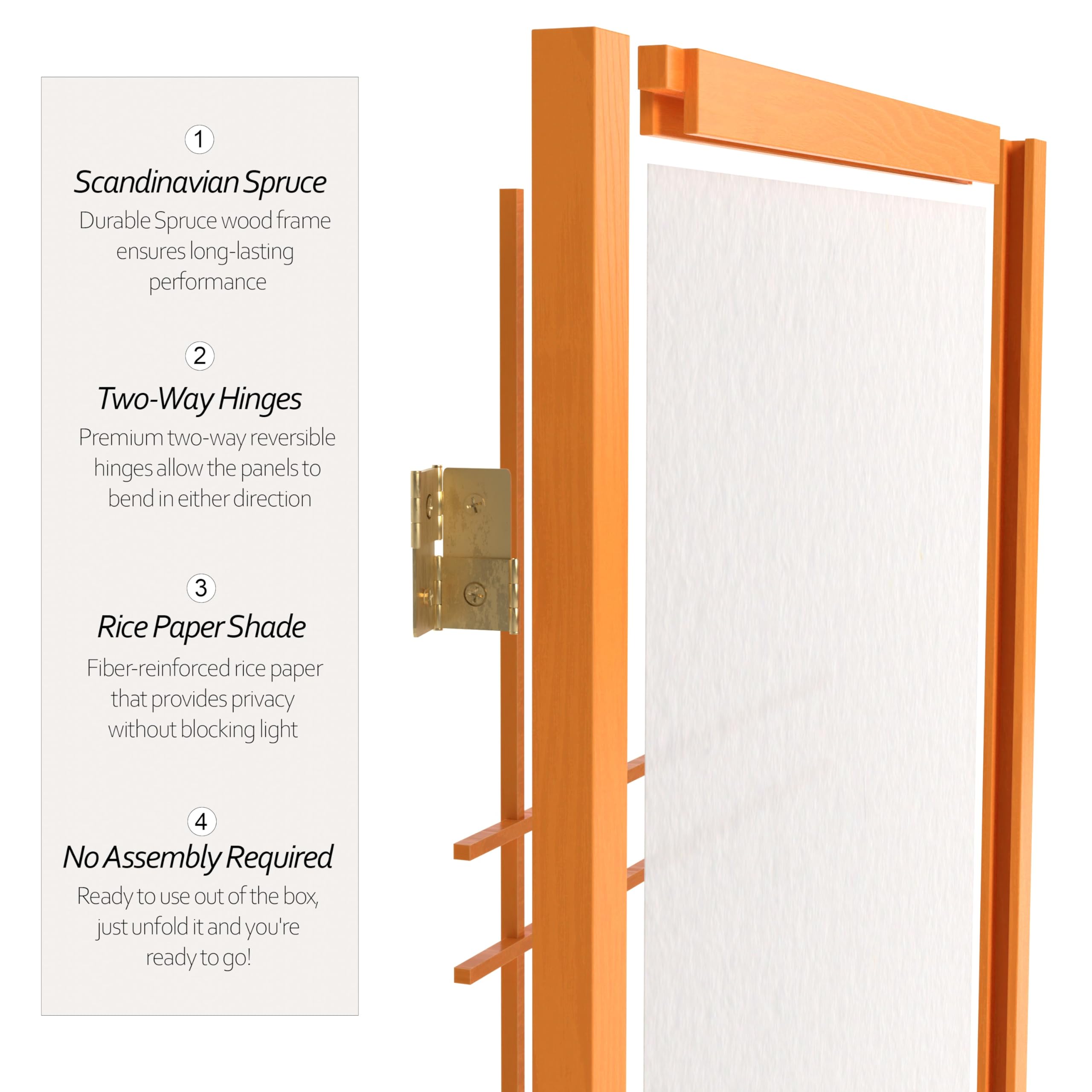 3 ft. Short Double Cross Shoji Screen - Honey Bamboo Wood - 3 Panel Room Divider for Home, Office & Meditation Space - Lightweight & Foldable Privacy Partition