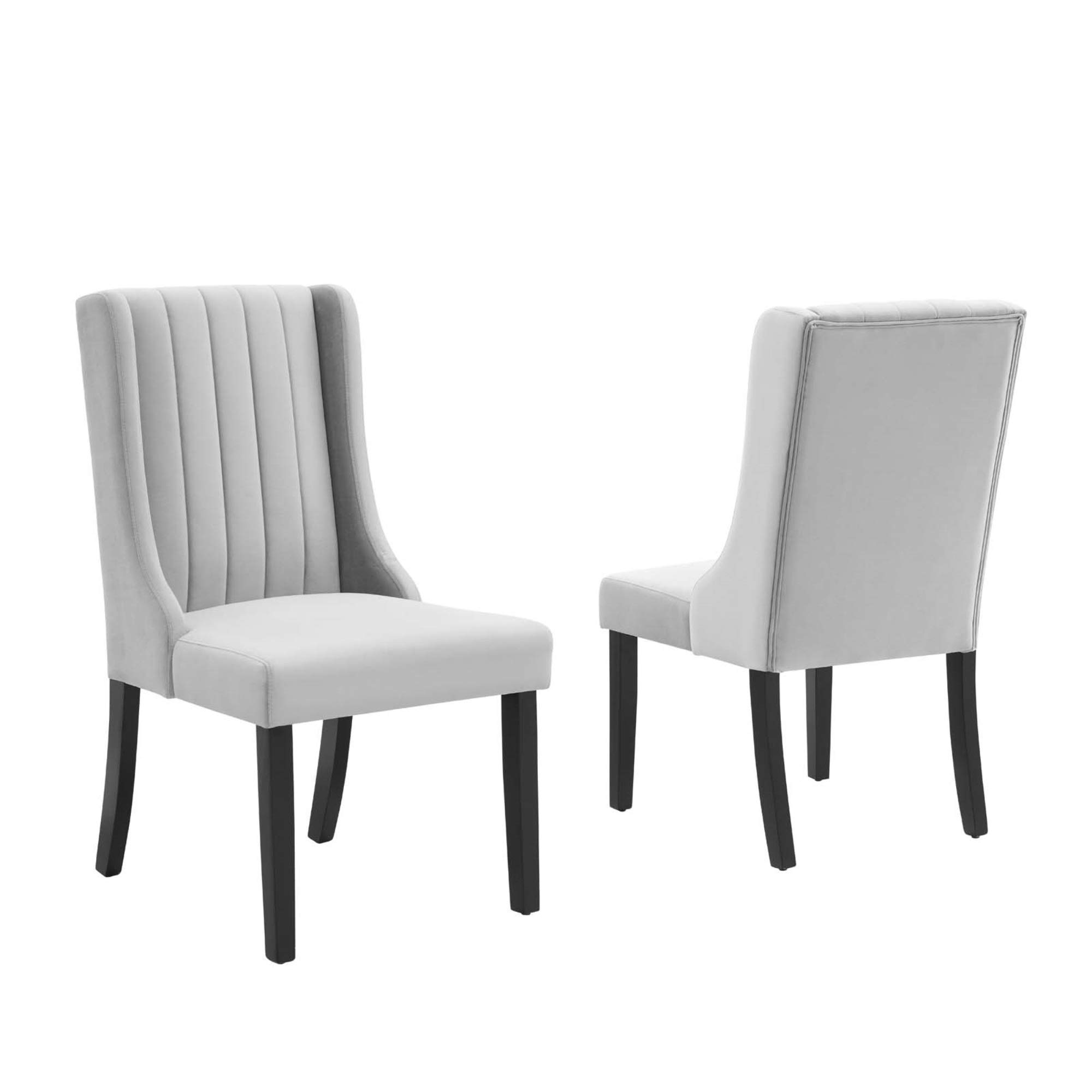 Ergode Renew Performance Velvet Dining Chairs Set of 2 - Stain Resistant Art Deco Style Upholstered Chairs with Black Legs & Foot Glides | Comfortable & Durable for Dining Room, Kitchen, Living Room or Office