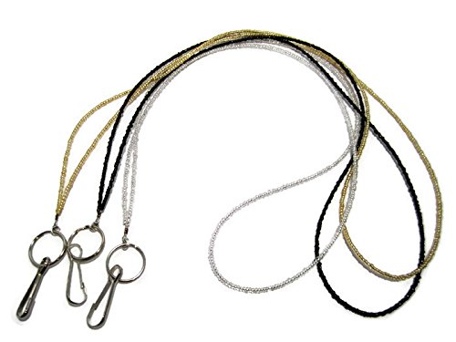 3-Pack Lanyards - Black, Gold & Silver for ID Badges & Keys