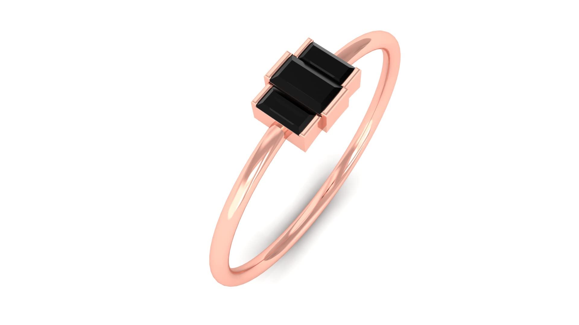 Baguette Cut Black Onyx Promise Ring - 14K Solid Gold December Birthstone Ring for Women | Dainty Three Stone Engagement Ring | Perfect for Anniversaries, Proposals & Special Occasions