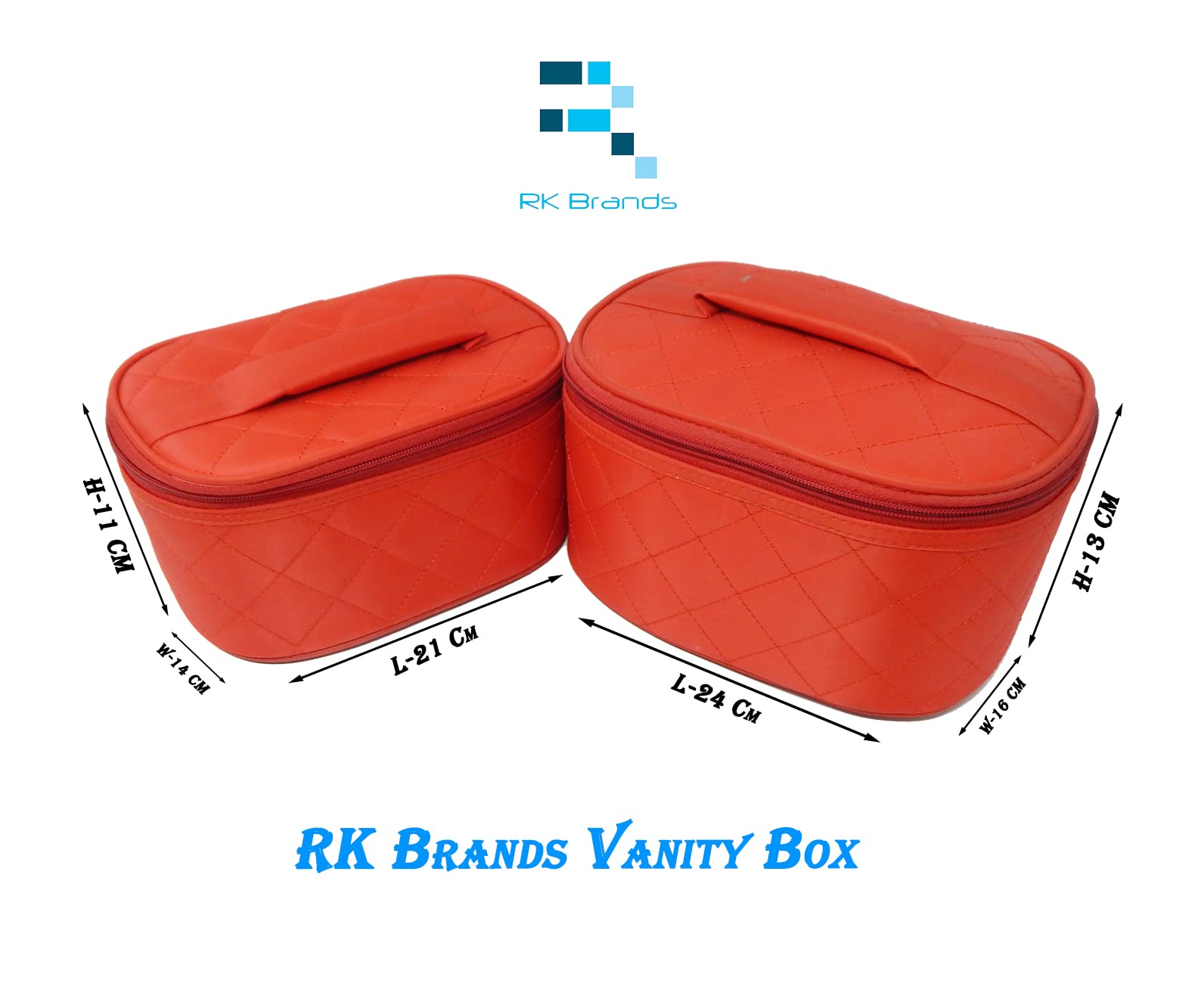 Premium Red Satin Vanity Box Set of 2 - Travel Makeup Organizer & Jewelry Storage Case | Portable Cosmetic Case for Home, Hotel & Bridal Beauty Essentials