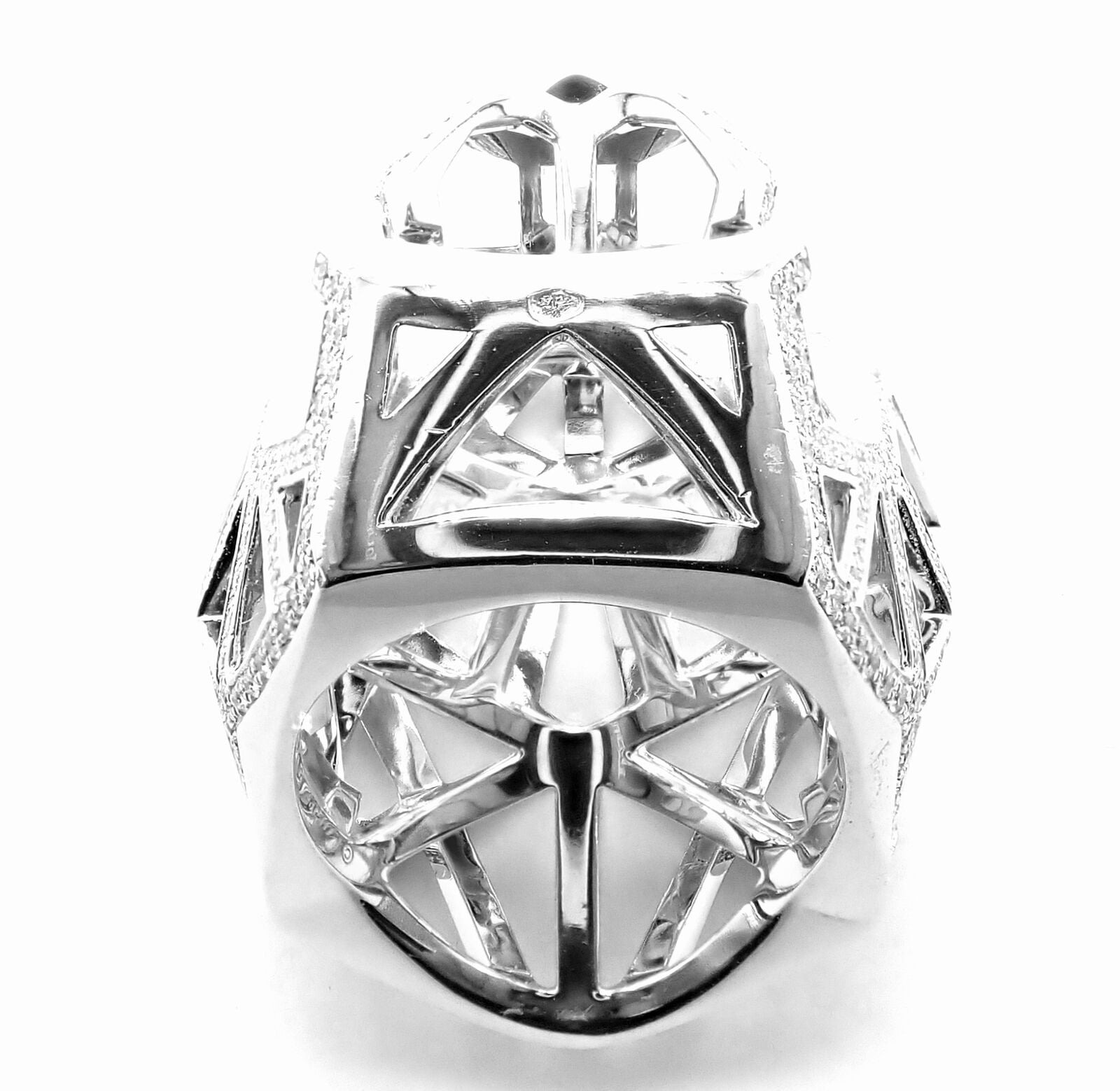 Cartier Panther Panthere 18k White Gold Emerald & Diamond Ring Size 54 - Luxury Jewelry for Women, Elegant Gift for Anniversary & Special Occasions