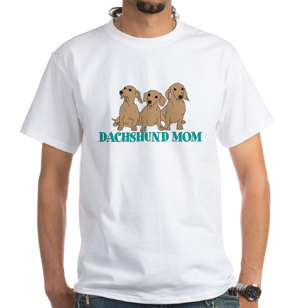 Dachshund Mom White Cotton T-Shirt - Comfortable Women's Graphic Tee for Dog Lovers | Perfect for Casual Wear, Mother's Day Gifts & Dachshund Owner Apparel