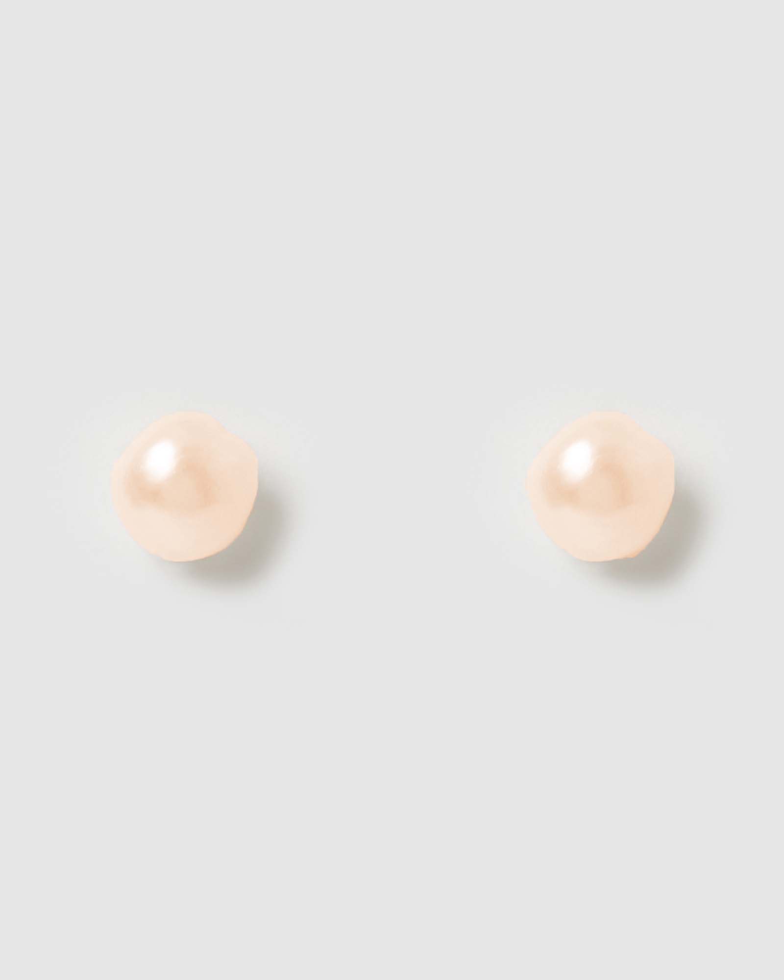 Izoa Calista Peach Pearl Stud Earrings - Elegant & Timeless Jewelry for Women, Perfect for Weddings, Parties & Everyday Wear