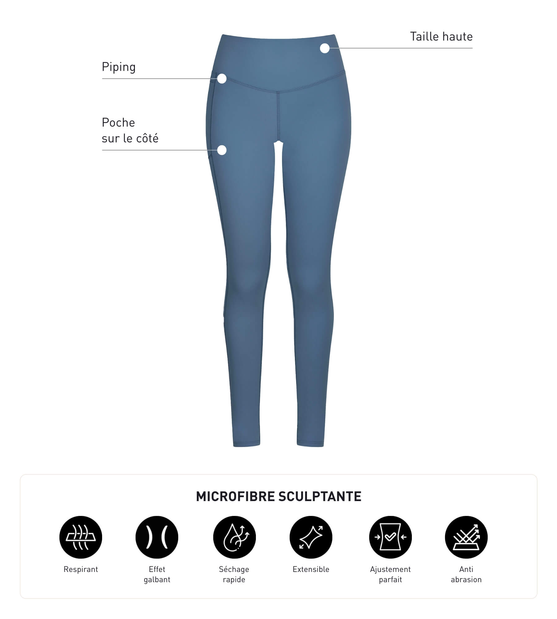 High Waist Sculpting Workout Leggings for Women - Stretchy Microfiber Denim Blue Fitness Yoga Pants | Gym, Running & Daily Wear