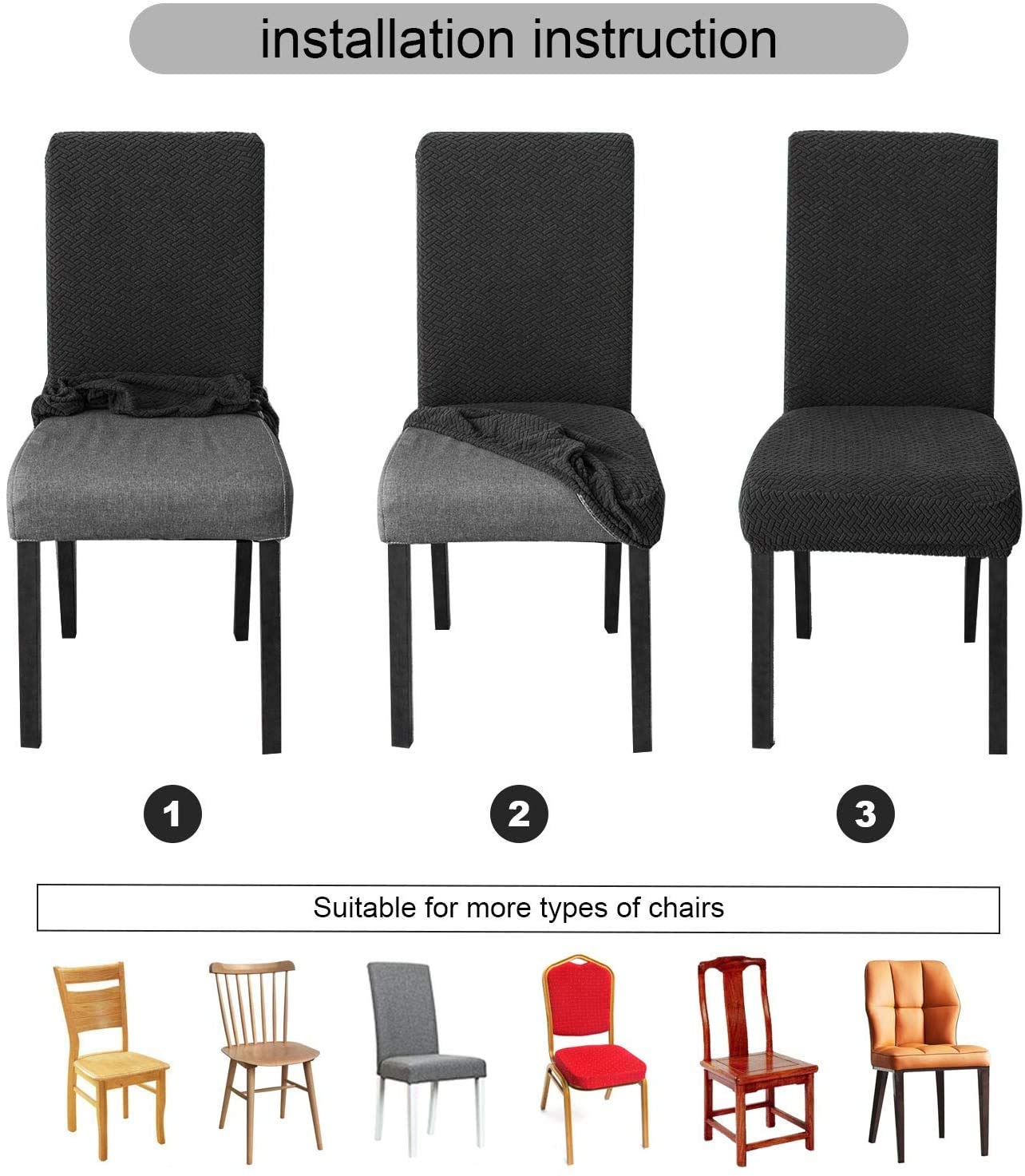 Genina Waterproof Dining Chair Covers Set of 4 - Taupe Parson Slipcovers for Kitchen & Dining Room | Spill-Proof Protection for Family Meals & Entertaining