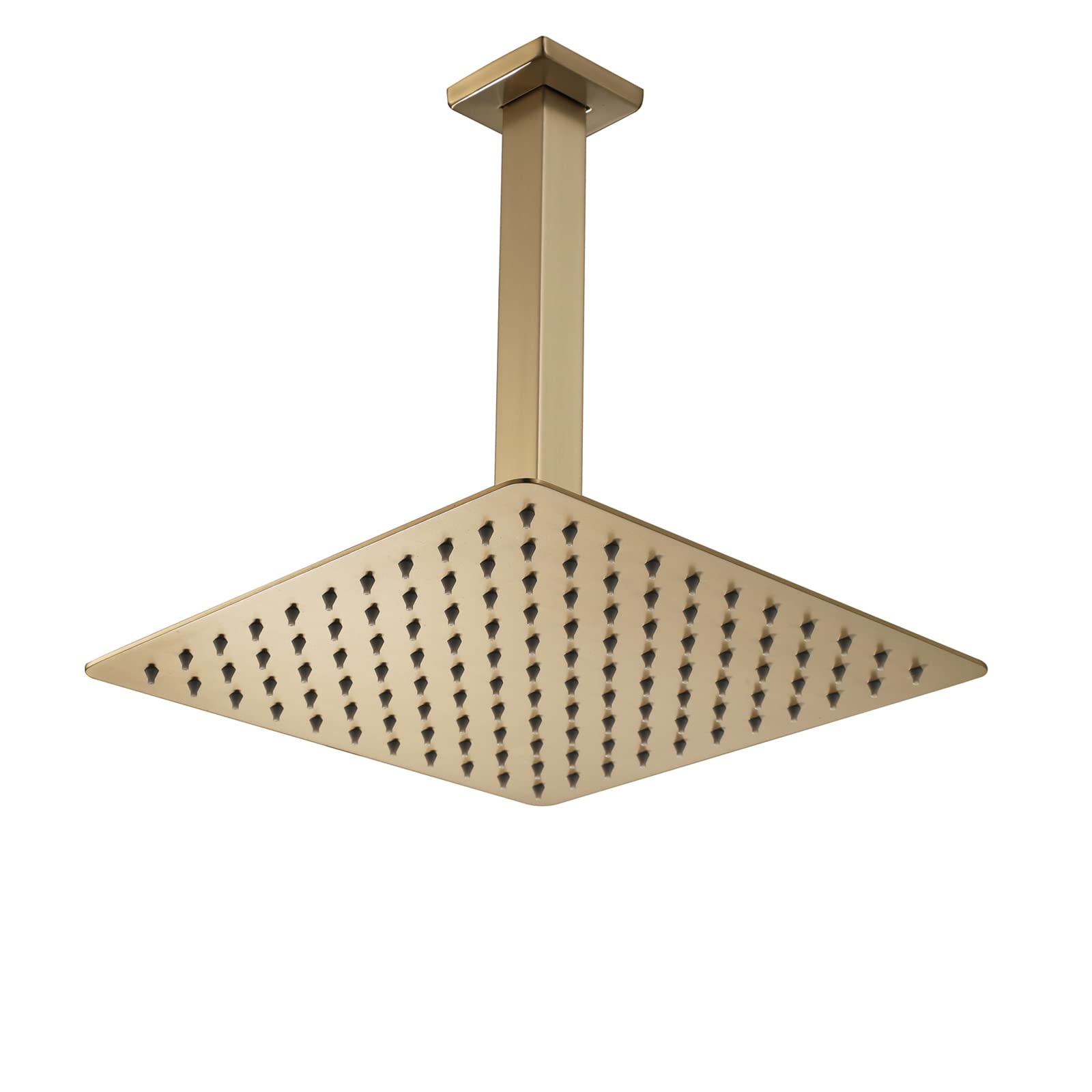 TBFL 10 Inch Brushed Gold Square Rain Shower Head - Stainless Steel Ceiling Rainfall Shower with Adjustable Arm for Modern Bathroom | Perfect for Spa-Like Luxury Shower Experience & Bathroom Upgrade