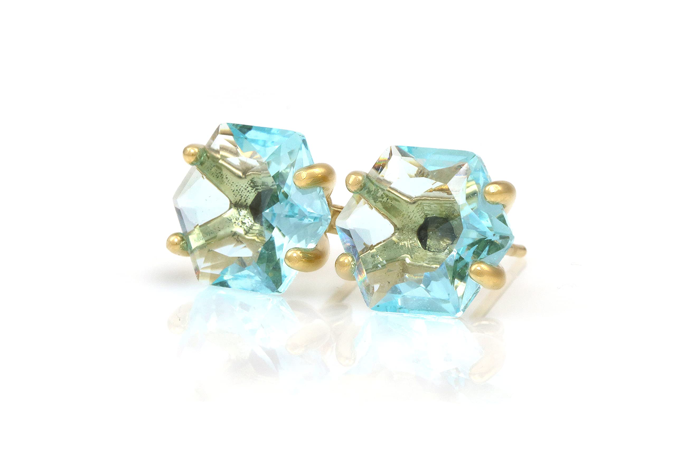 Anemone Gold Blue Topaz Earrings - Handmade Statement Jewelry for Women - Unique Bridal & Fashion Earrings - Perfect Gift for Her - Ideal for Weddings, Parties & Special Occasions