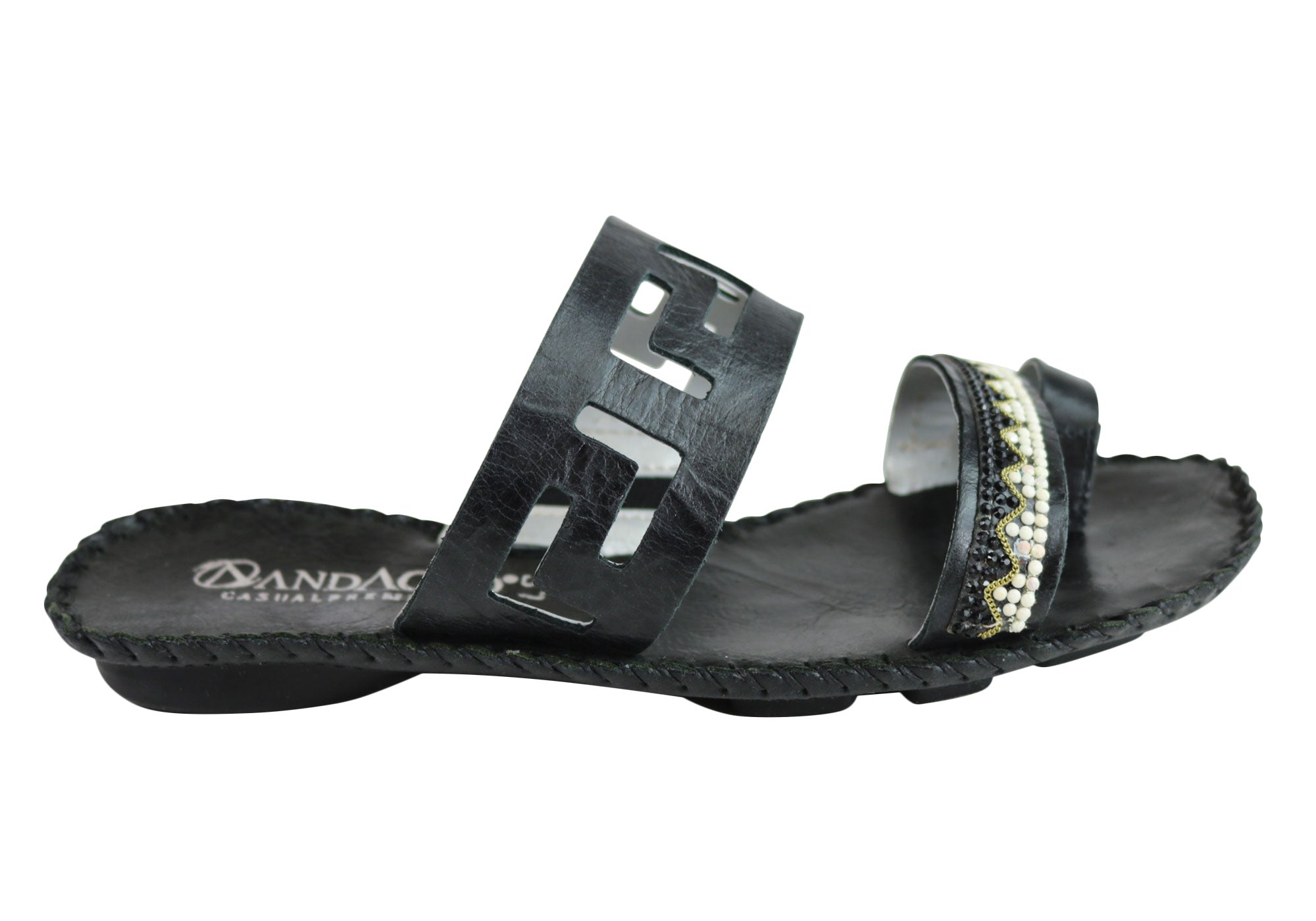 Andacco Energie Women's Comfortable Leather Flat Sandals - Handmade in Brazil - Perfect for Summer, Beach, Travel & Casual Outings