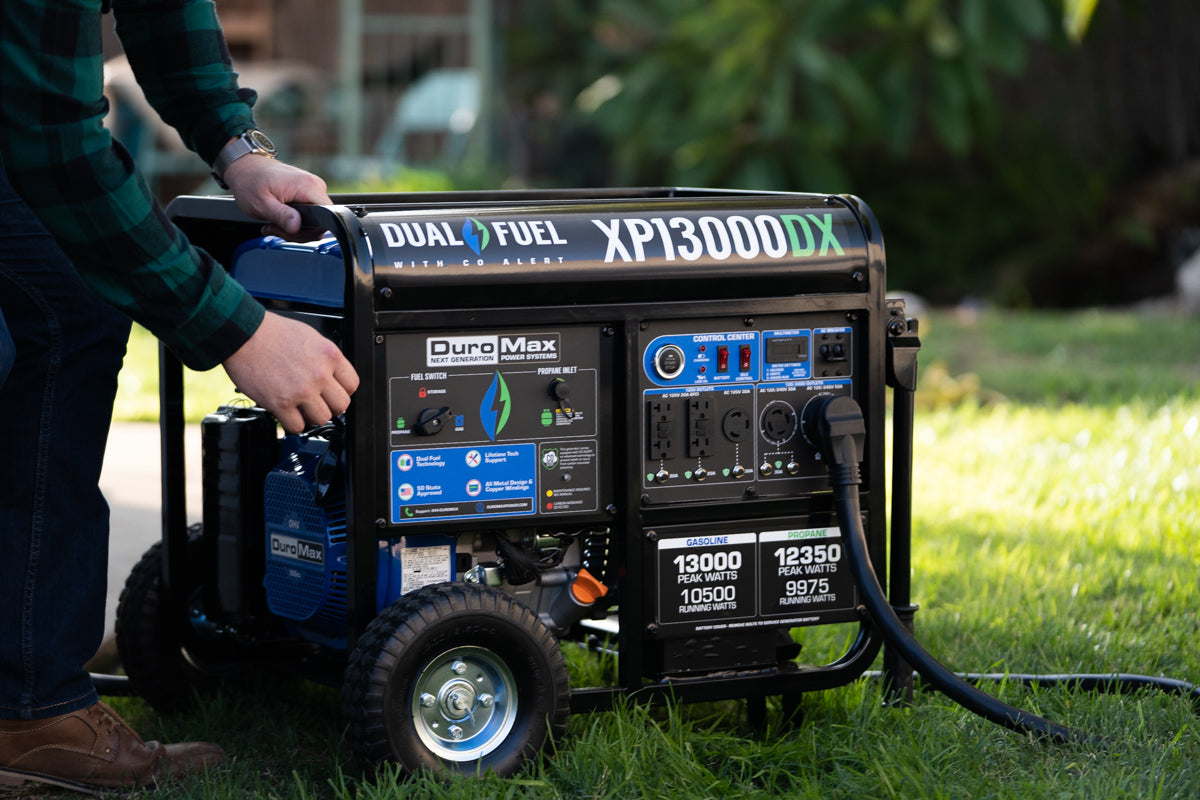 13,000W Dual Fuel Portable Generator with CO Alert - Reliable Backup Power for Home, Camping & Emergency Use